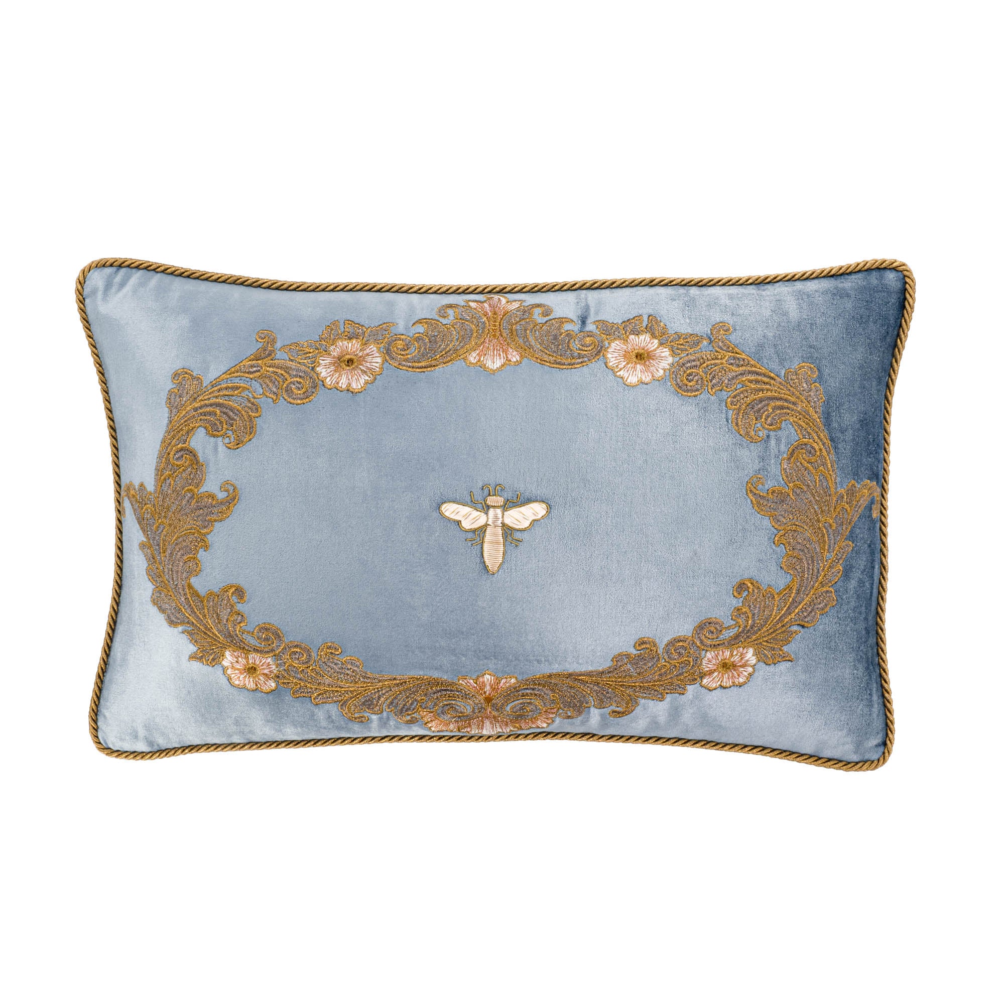 Venice Blue Silk Velvet Throw Pillow Cover 12 X 20