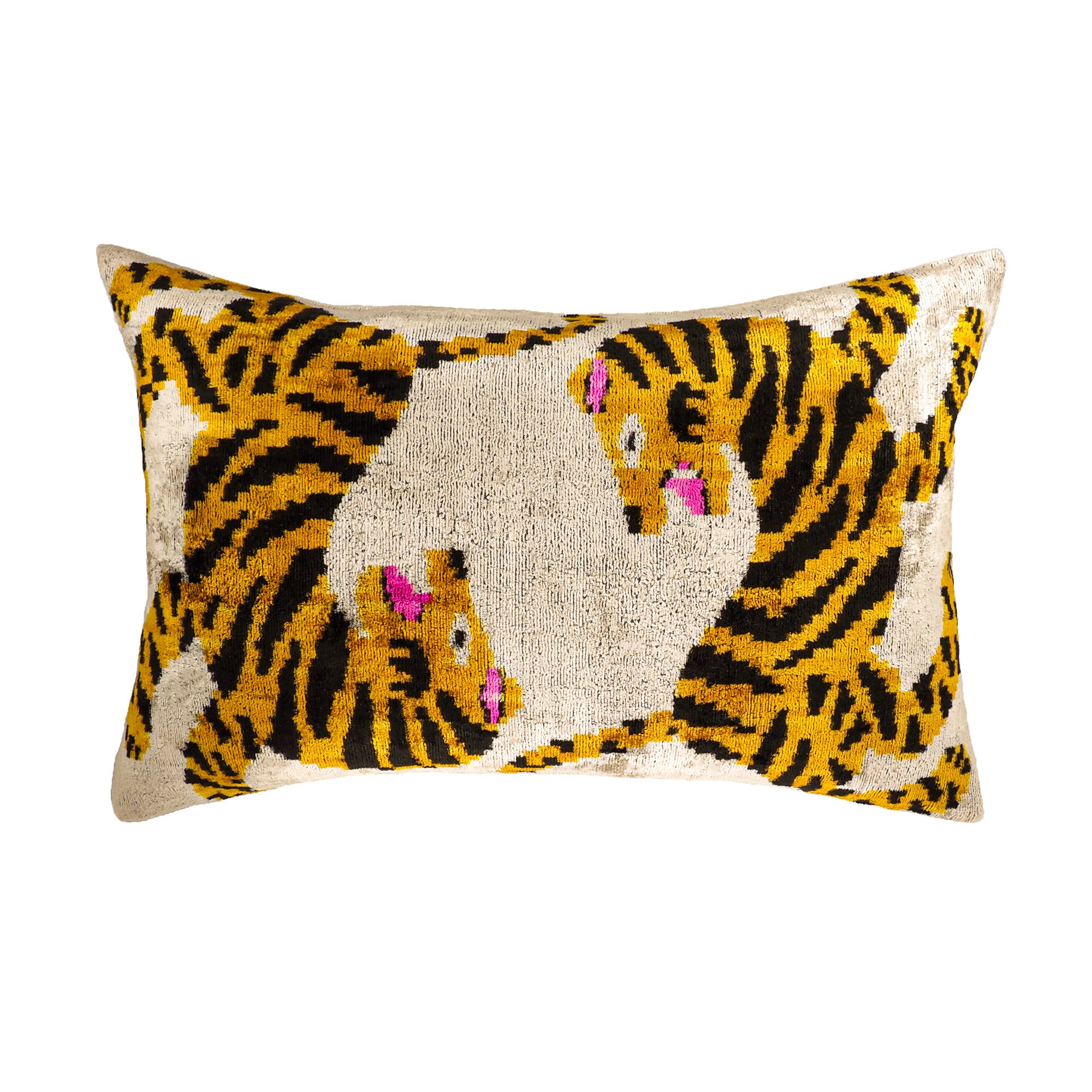 Bengali Silk Velvet Ikat Throw Pillow Cover 16 X 24