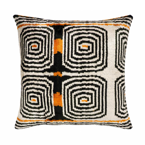 Labyrinth Silk Velvet Ikat Pillow, 20" X 20" Case Only