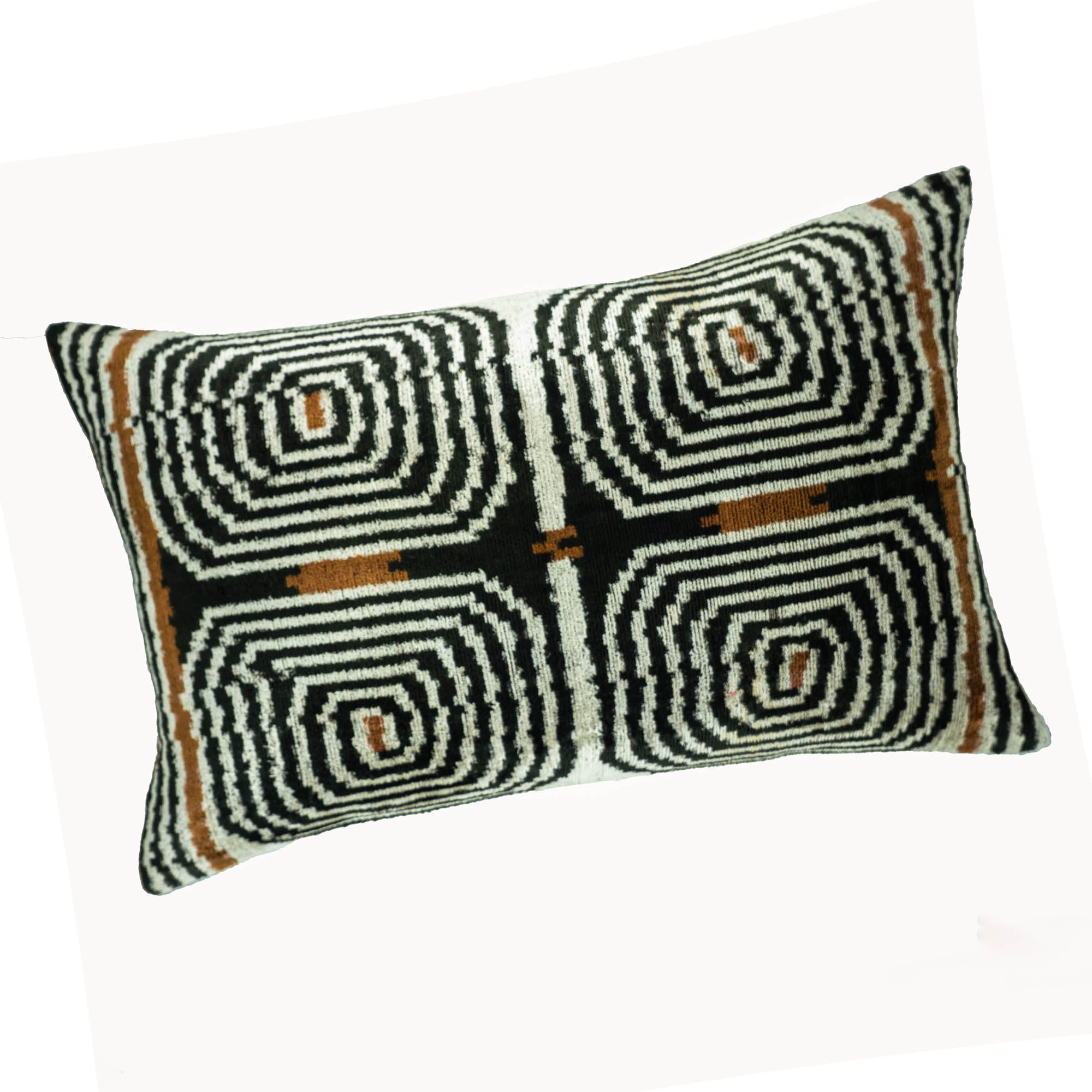 Labyrinth Silk Velvet Ikat Throw Pillow Cover 16 X 24