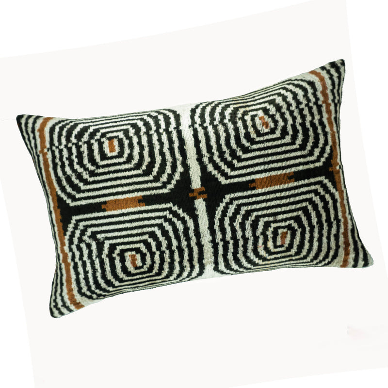 Labyrinth Silk Velvet Ikat Throw Pillow