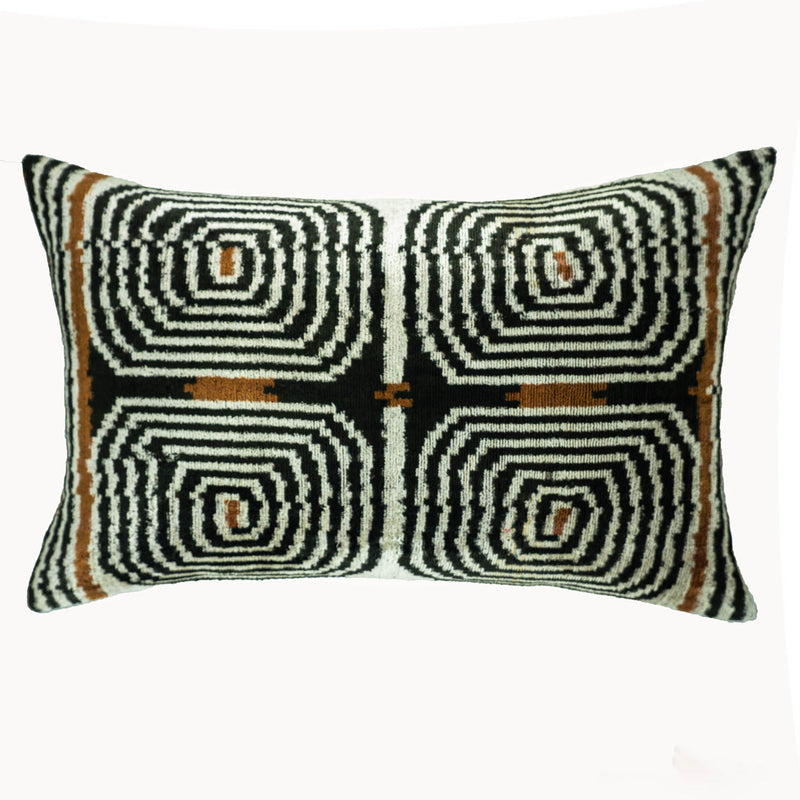 Chouchou Touch Labyrinth Silk Velvet Ikat Throw Pillow Cover 16 X 24