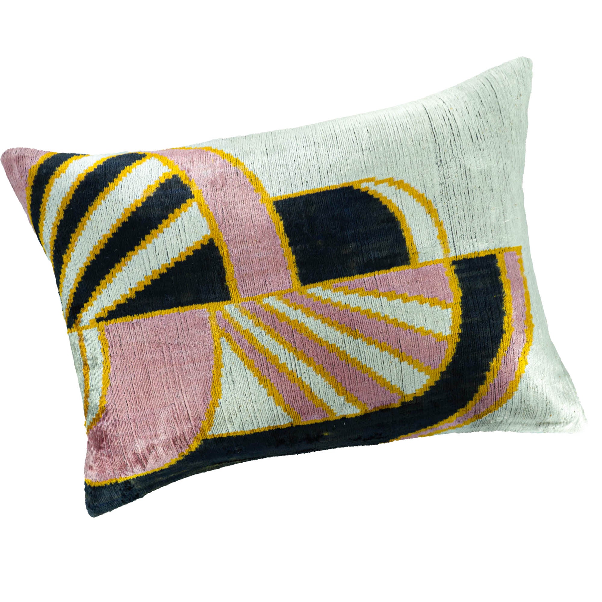 Light Deco Silk Velvet Ikat Throw Pillow Cover 16 X 24