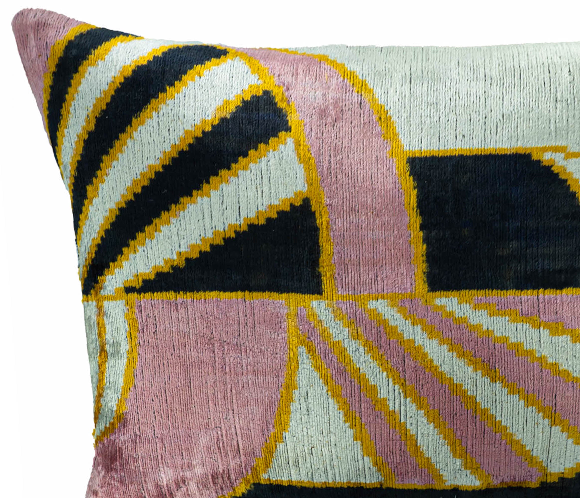 Traditional Ikat pillow cover featuring Light Deco designs, made with premium silk velvet for refined interiors.
