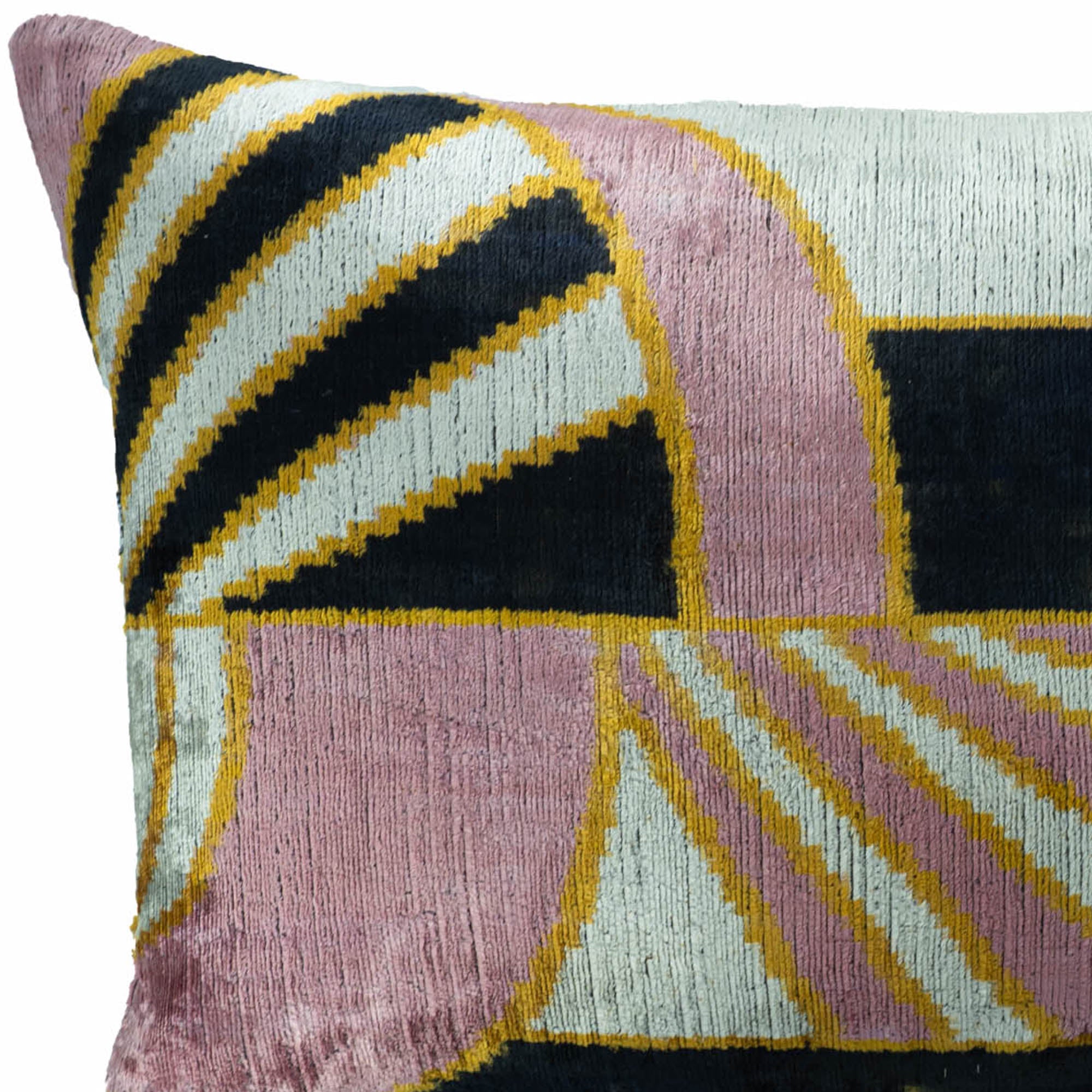 Light Deco Silk Velvet Ikat Throw Pillow Cover 16 X 24