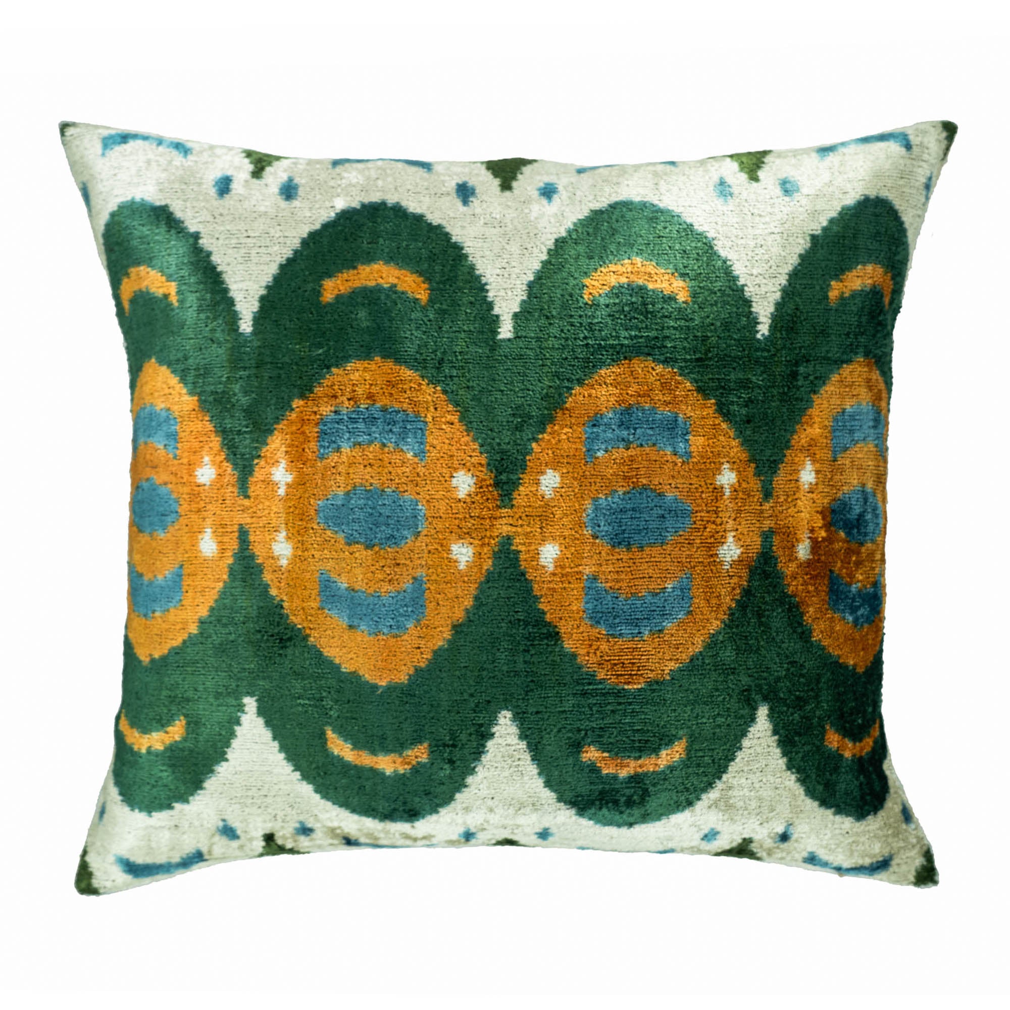 Luxurious Mamba-patterned Ikat pillow cover, crafted from silk velvet for timeless elegance.
