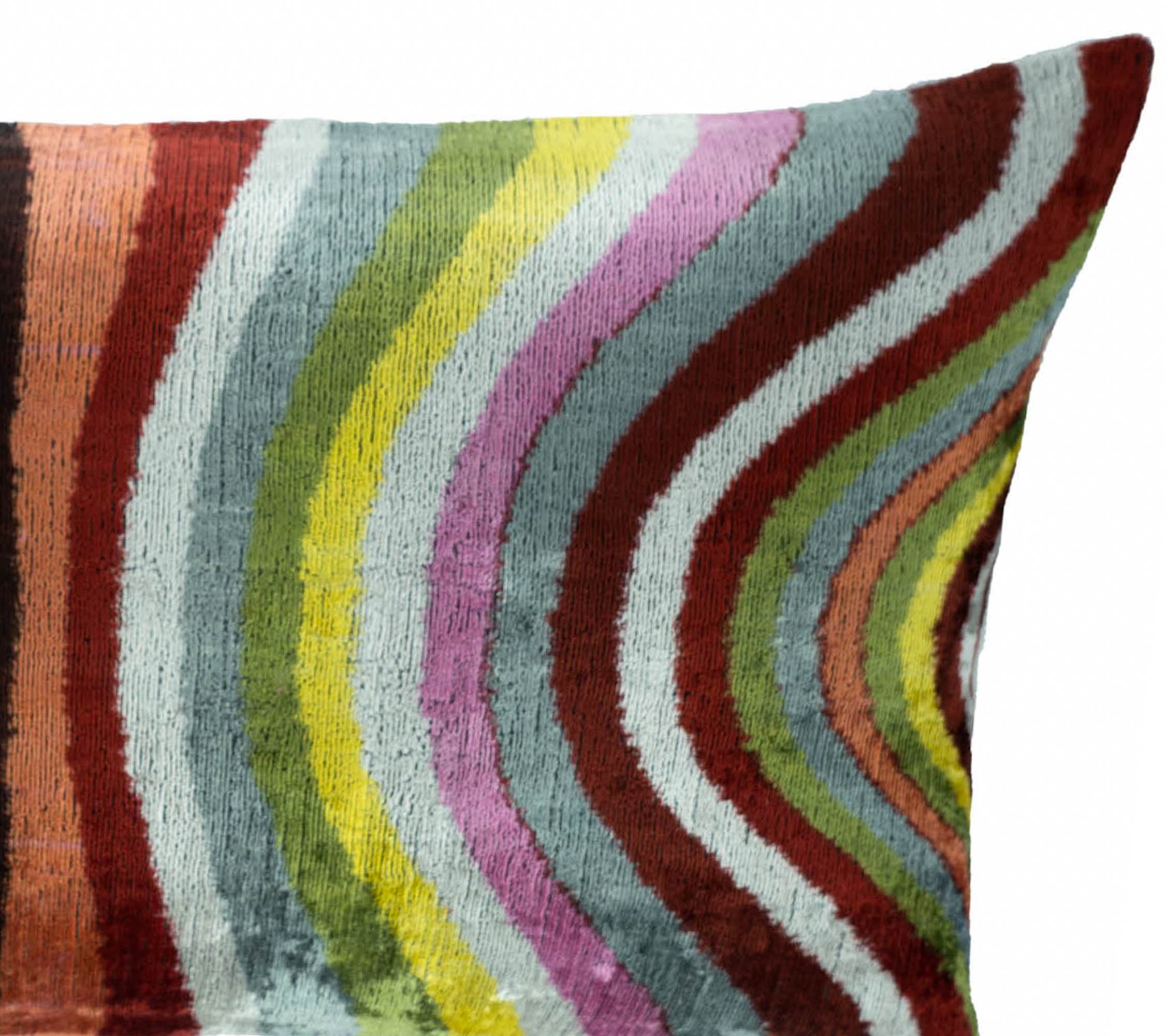 Pauli Silk Velvet Ikat Throw Pillow Cover 16 X 24