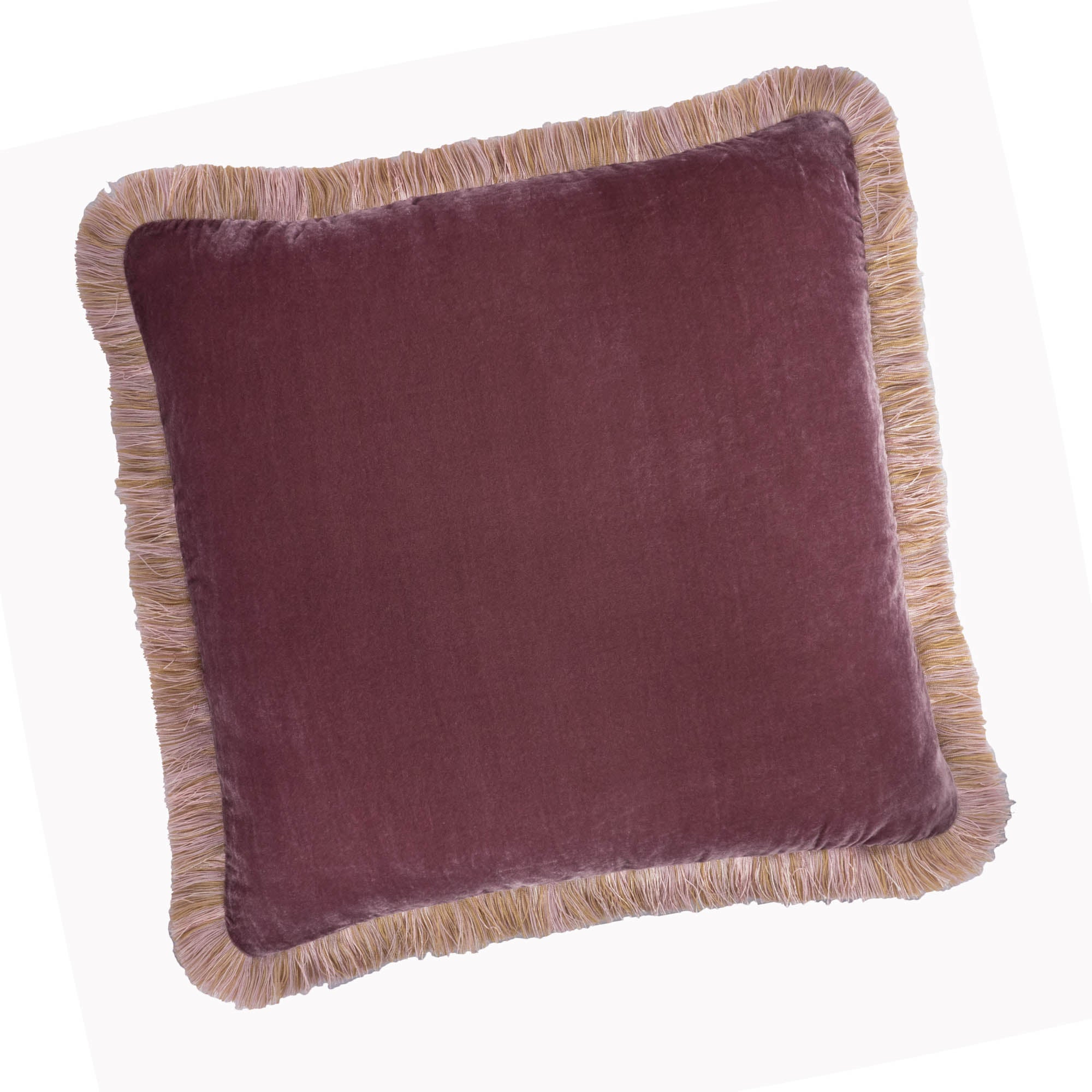 Rose Fringed Silk Velvet Throw Pillow