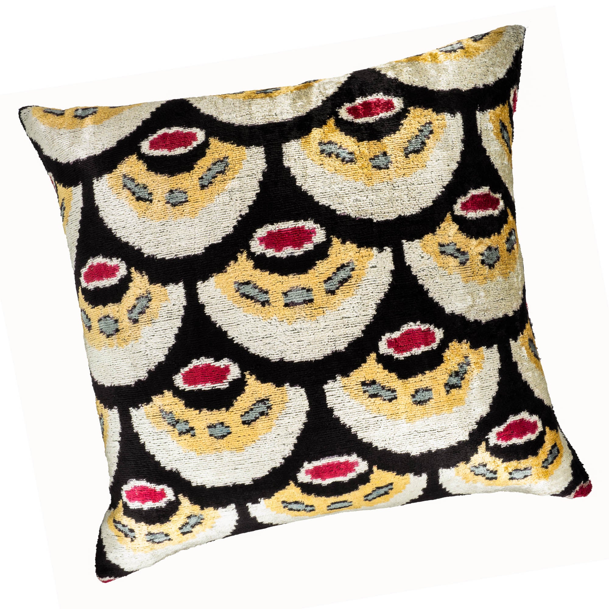 Sea Shells Silk Velvet Ikat Pillow, 24" X 24" Case Only