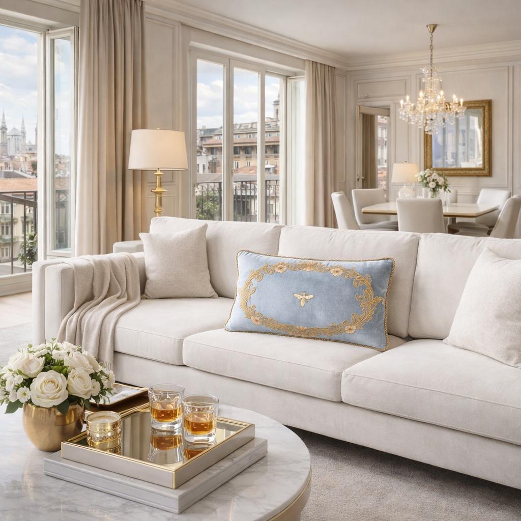 Venice Blue Silk Velvet Throw Pillow Cover 12 X 20