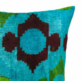 Azure Silk Velvet Ikat Throw Pillow Cover 20 X 20