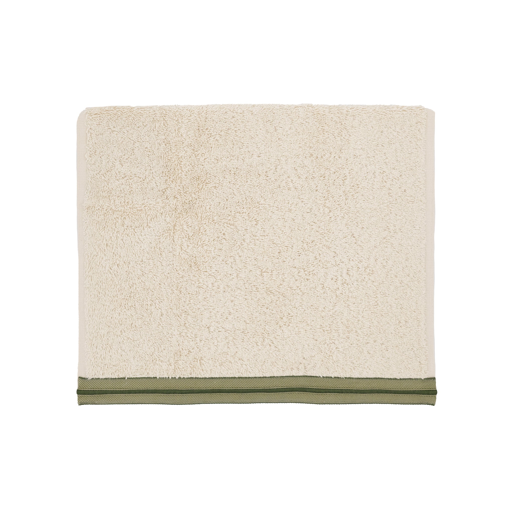 Beige Guest Towels With Green French Borders Set of 2