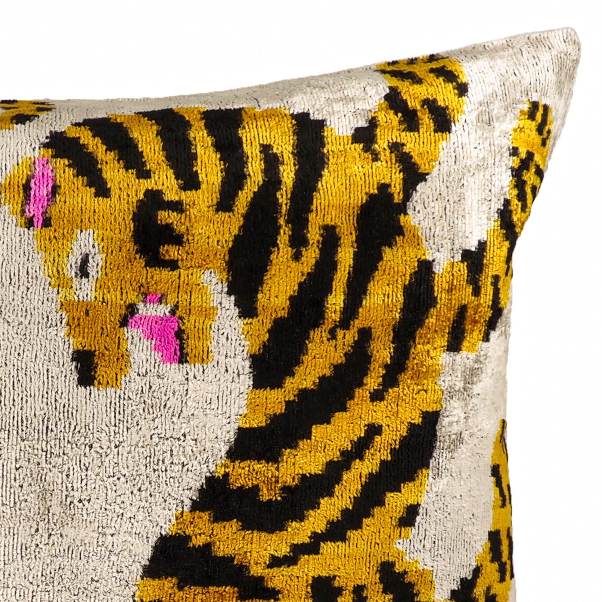 Bengali Silk Velvet Ikat Throw Pillow Cover 16 X 24