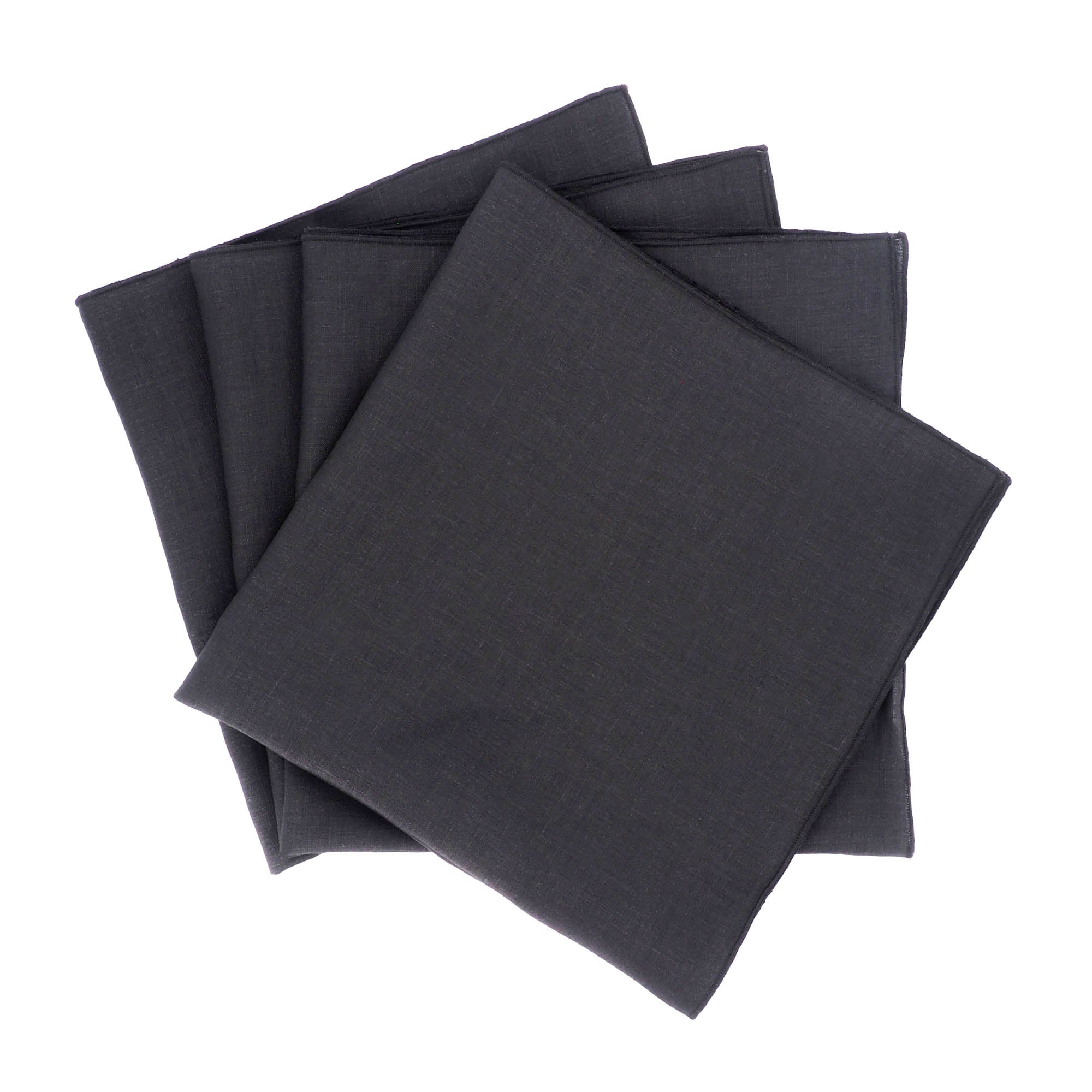 set of four black linen napkins perfect for dinner parties, Christmas and holiday gatherings