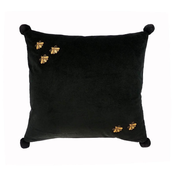 Chouchou Touch Black Bee Velvet Throw Pillow Cover 19 X 19
