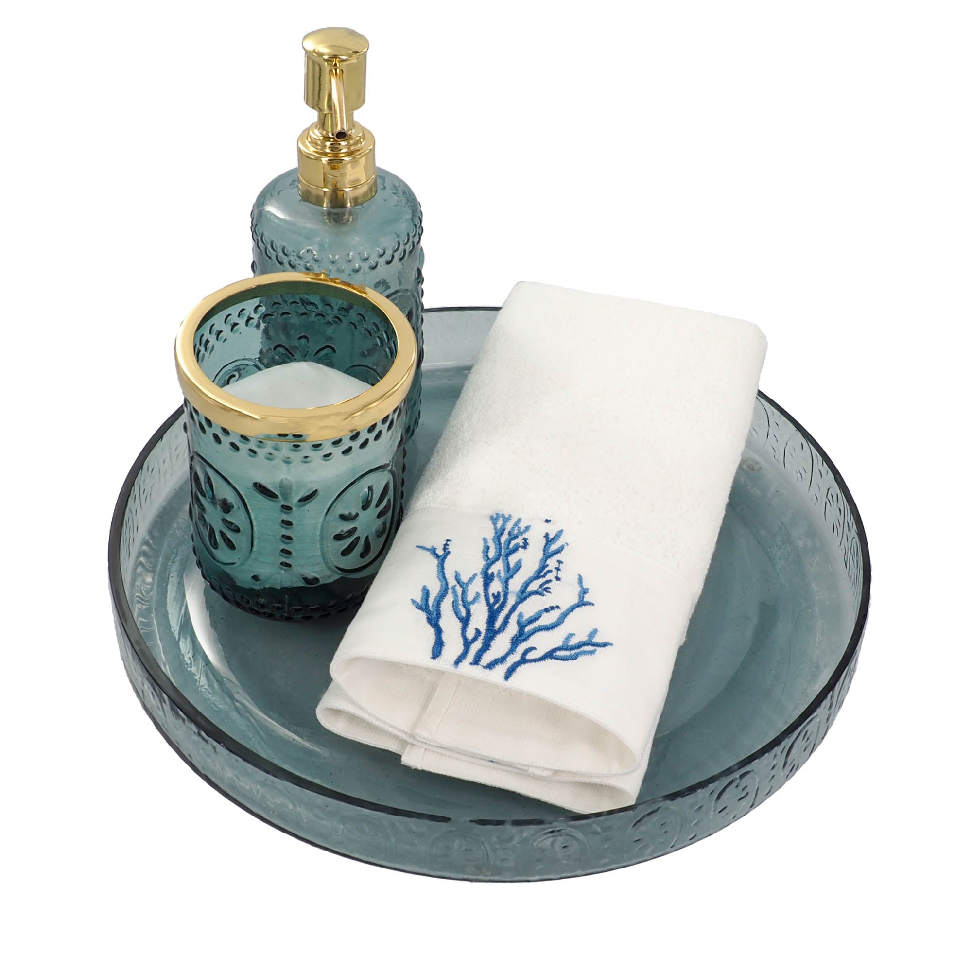 Blue Coral Guest Towels 12 X 12 Set of 2