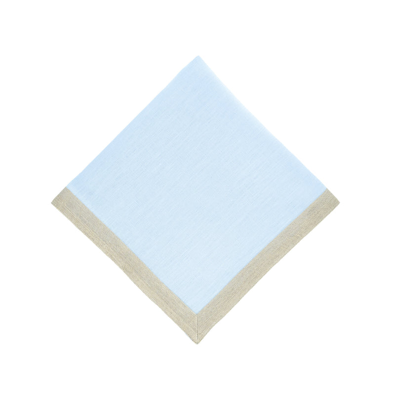 Blue linen napkin with gold border