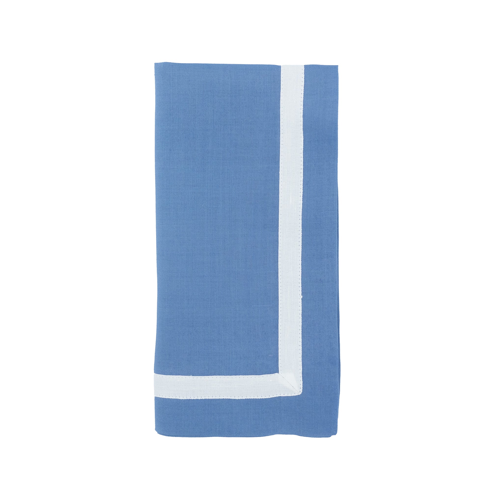 Set of 4 blue linen napkins, available in 20x20 inches or 18x18 inches, for a chic and stylish dining experience.