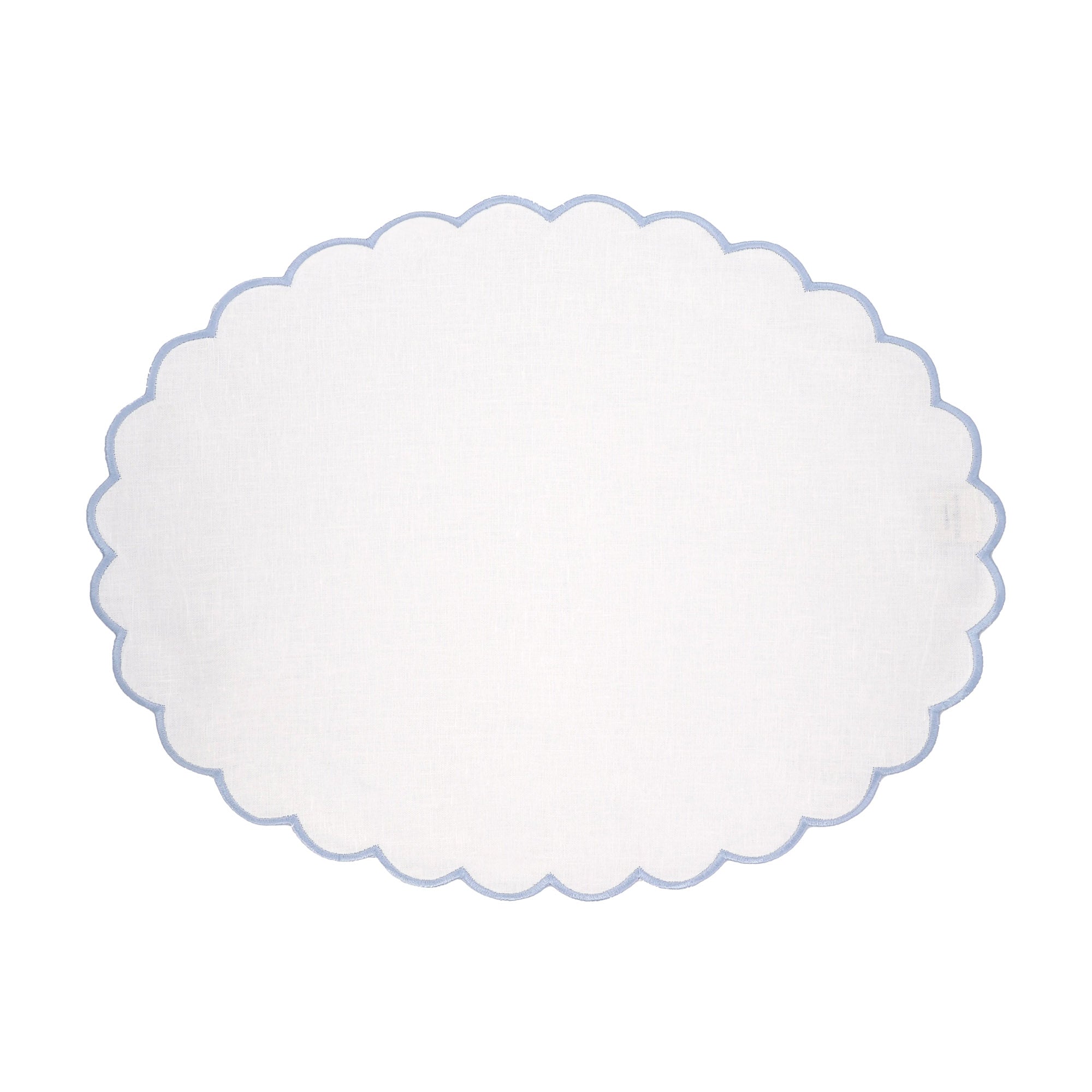 Luxury set of four blue scalloped placemat made from high-quality natural linen - minimalist, refined, and perfect for elevating modern and classic dining table decor.