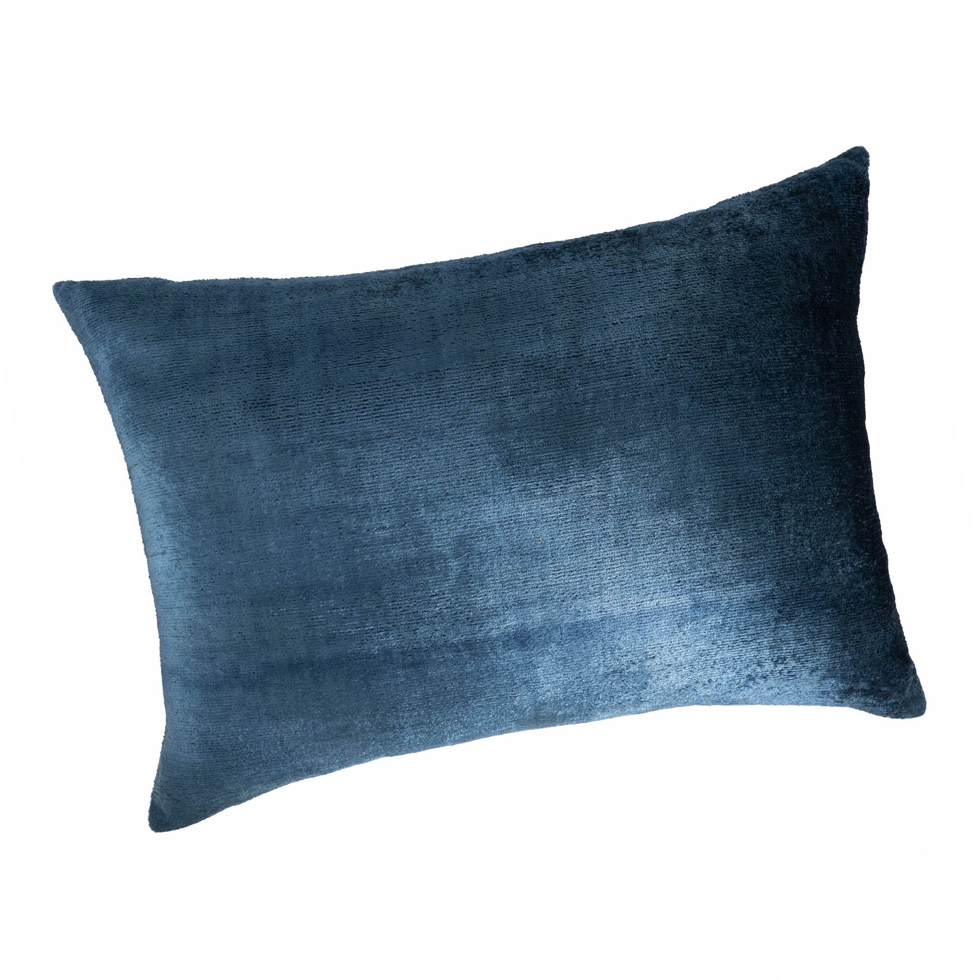 Coastal Blue Silk Velvet Ikat Pillow Cover 16 X 24