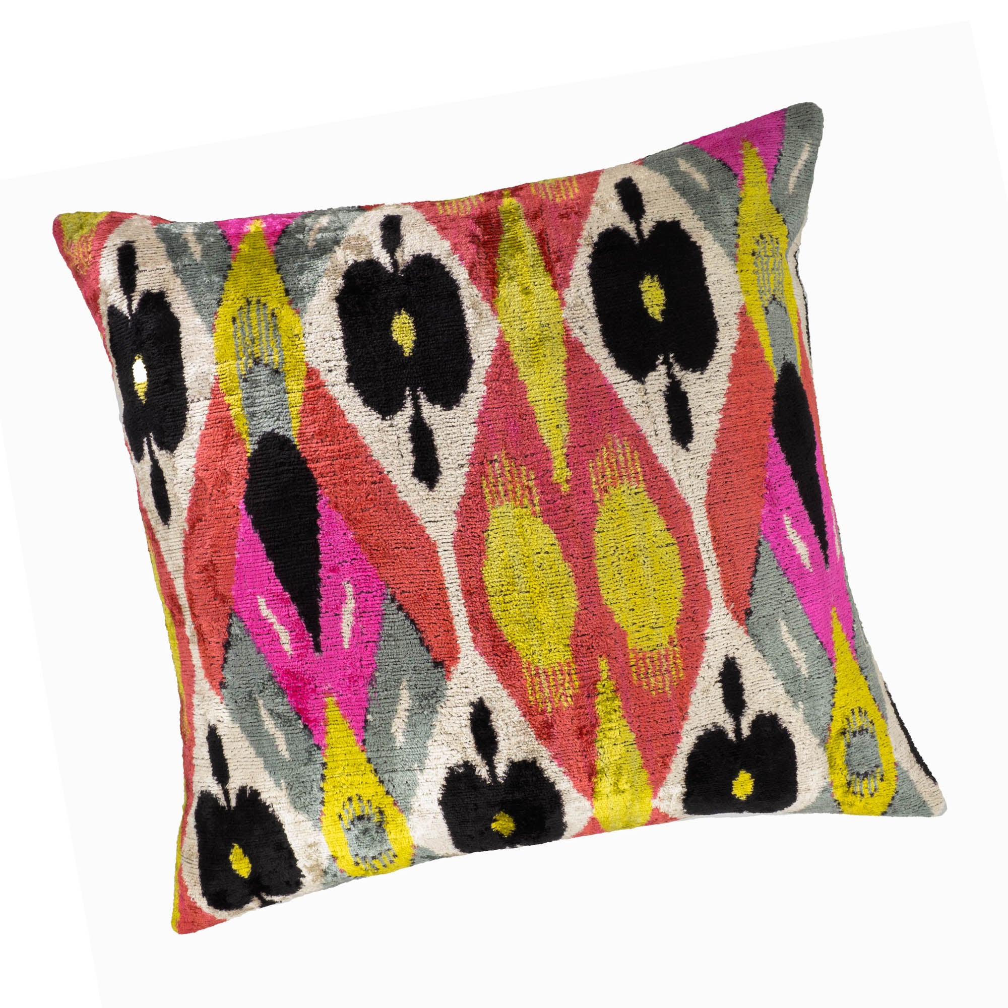 Euphora Silk Velvet Ikat Pillow Cover 24 X 24