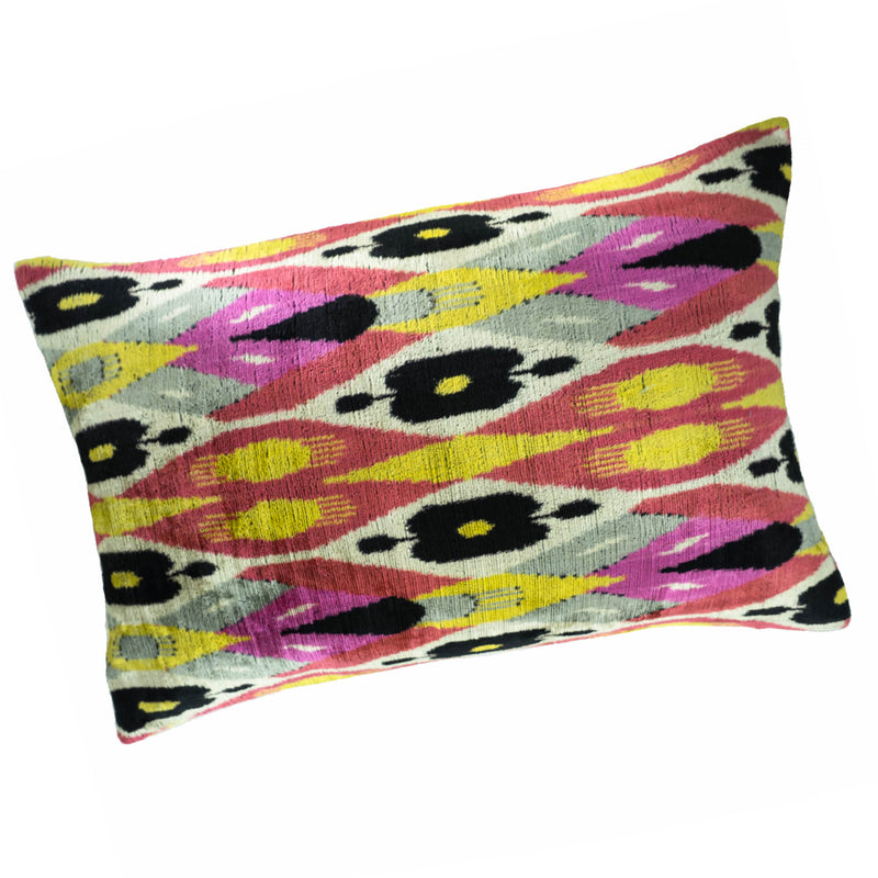Euphora  Silk Velvet Ikat Throw Pillow Cover 16 X 24