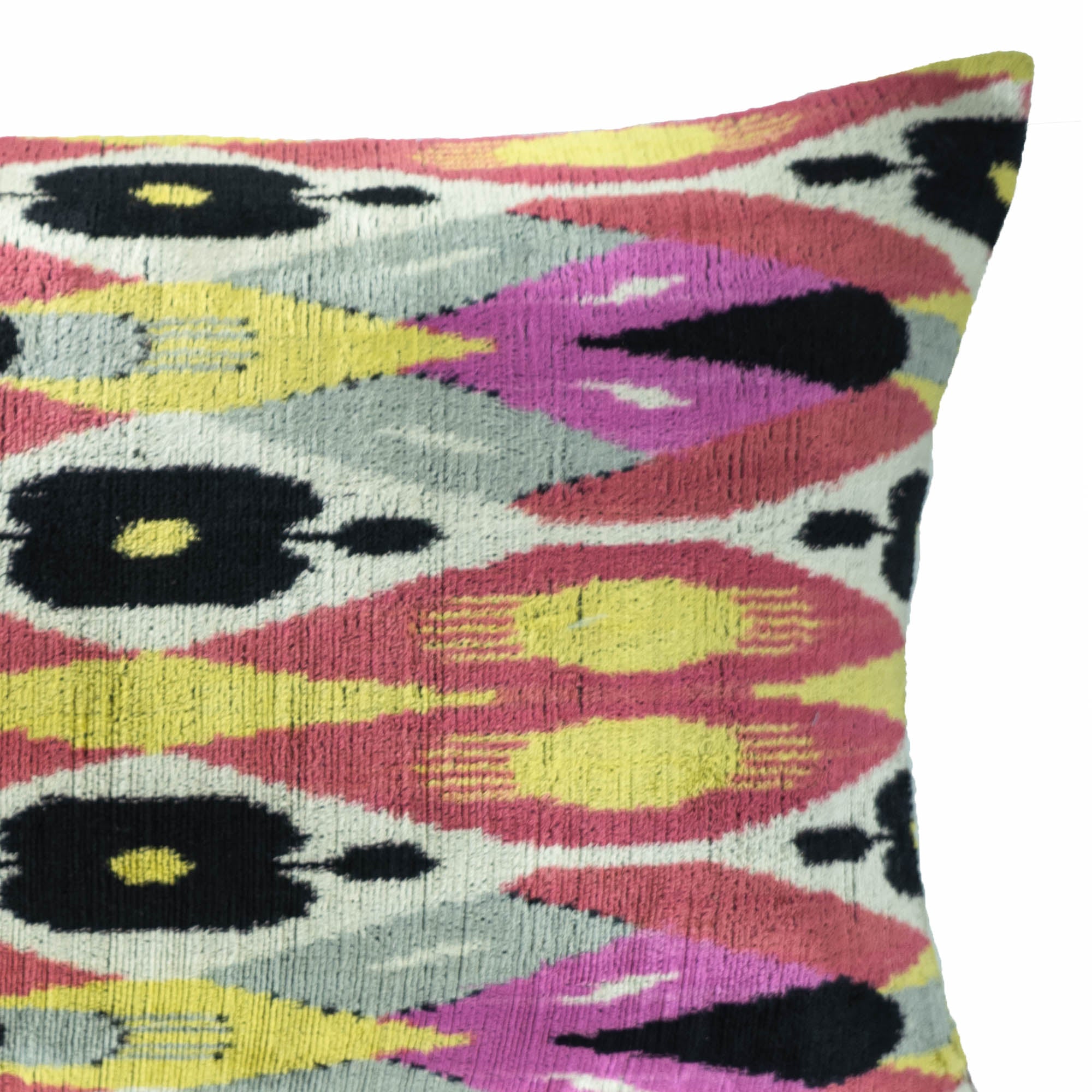 Euphora  Silk Velvet Ikat Throw Pillow Cover 16 X 24