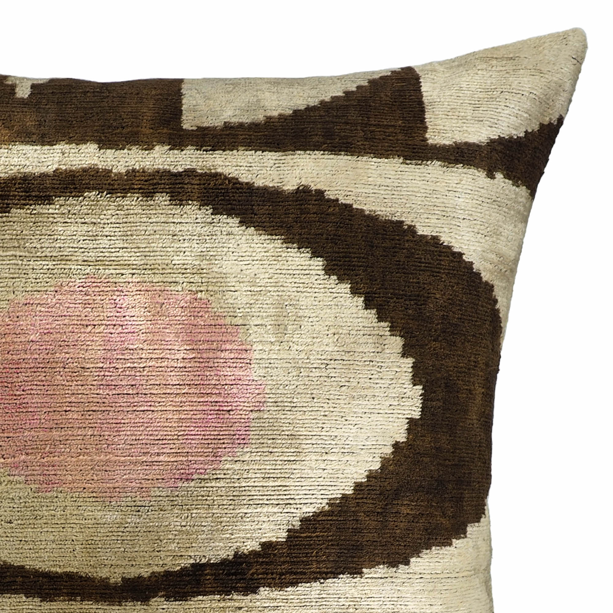 Chouchou Touch Eye of Ra 2 Silk Velvet Ikat Pillow Cover, 20 x 20, a luxurious, handcrafted pillow with silk velvet and traditional Ikat weaving.