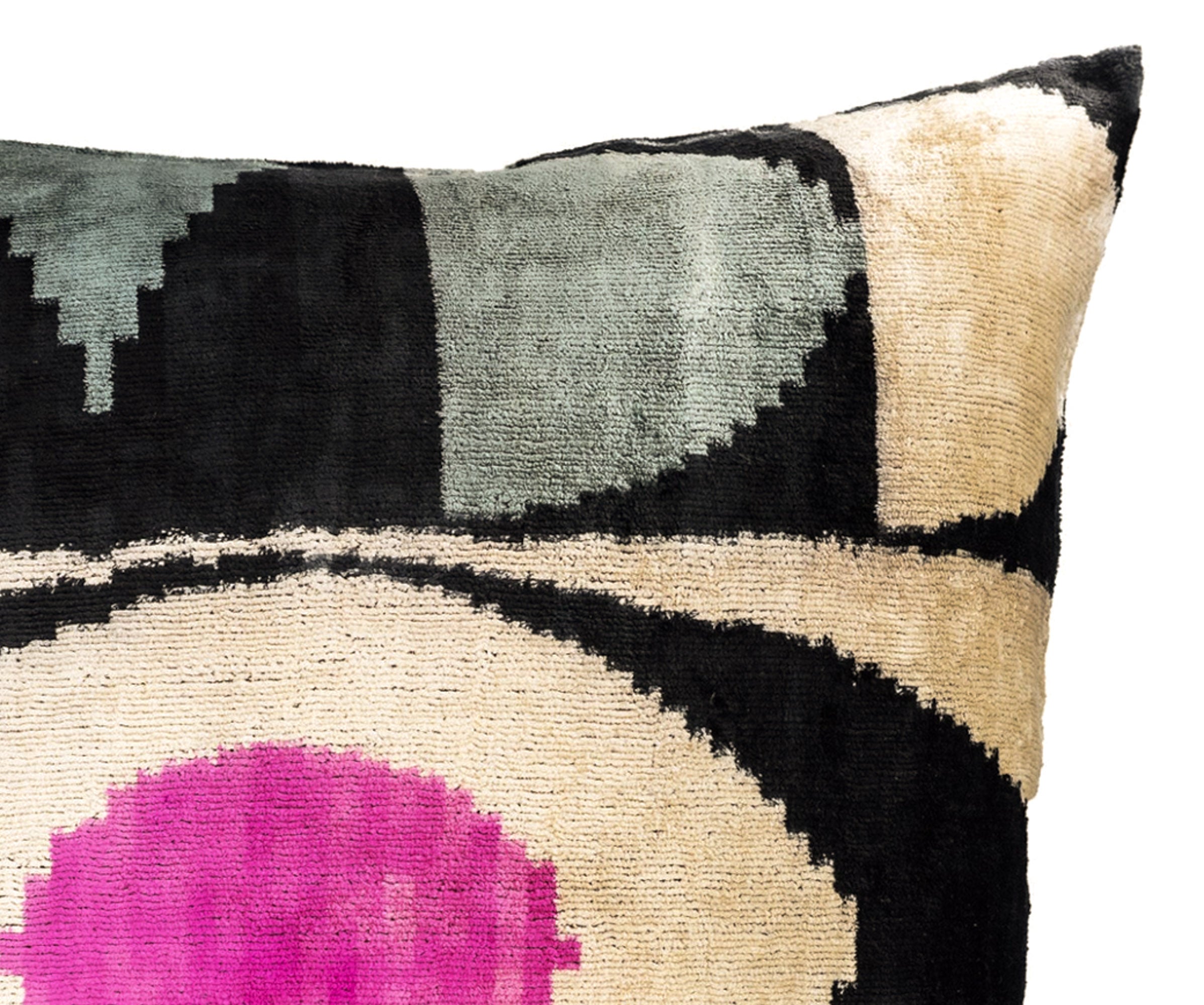 Decorative pillow with geometric pattern on a white background