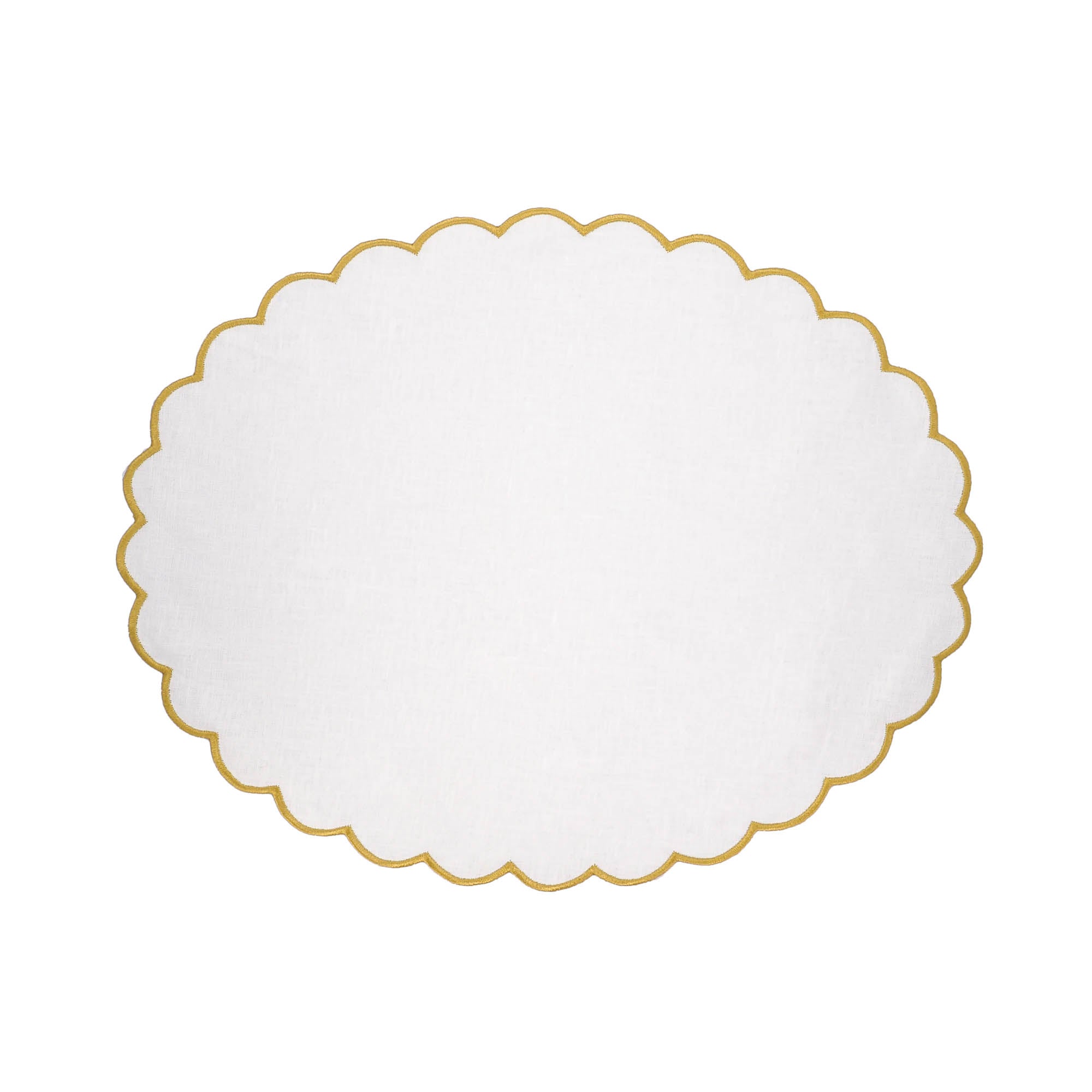 Gold Linen Scalloped Placemats Set of 4