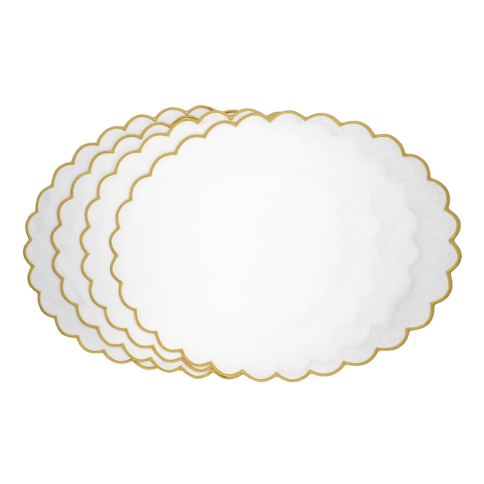 Gold Linen Scalloped Placemats Set of 4