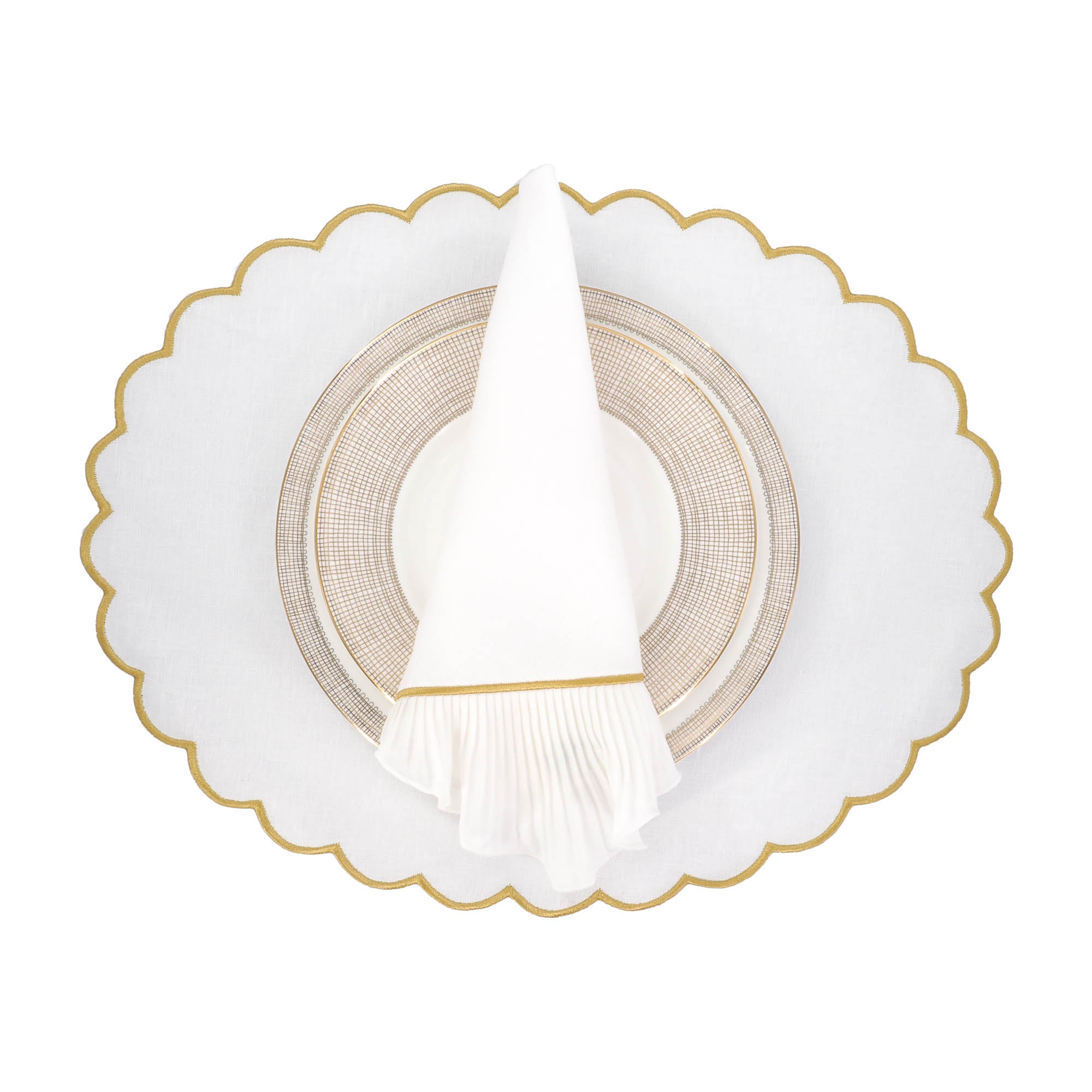 Gold Pleated Linen Napkins Set of 4