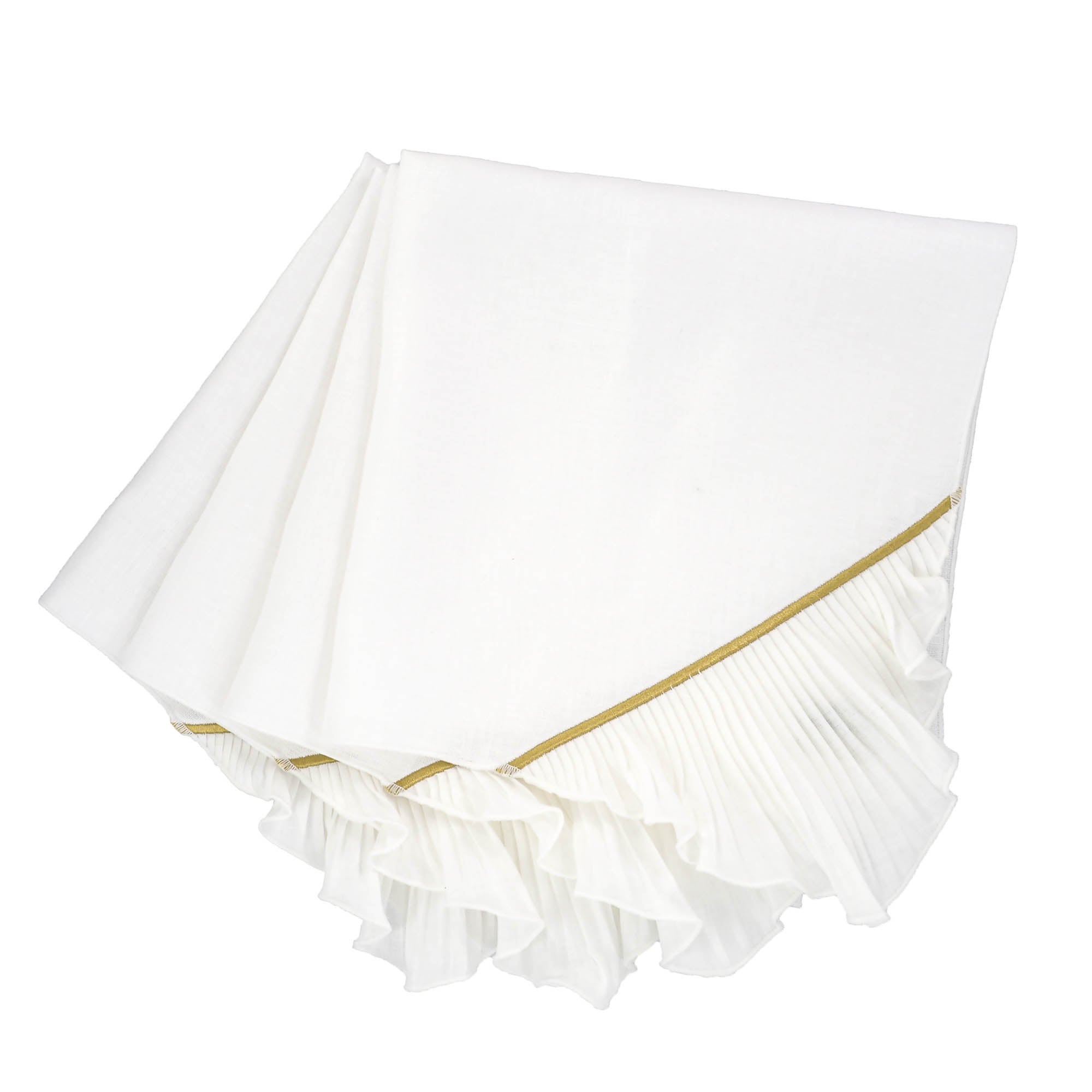 White linen napkin  with gold trim , 100% premium linen napkins, designed to bring timeless elegance and sophistication to any table or home setting.