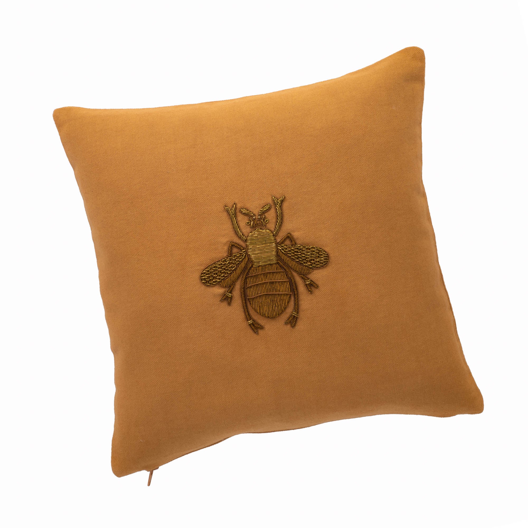 Golden Bee Cotton Throw Pillow Cover