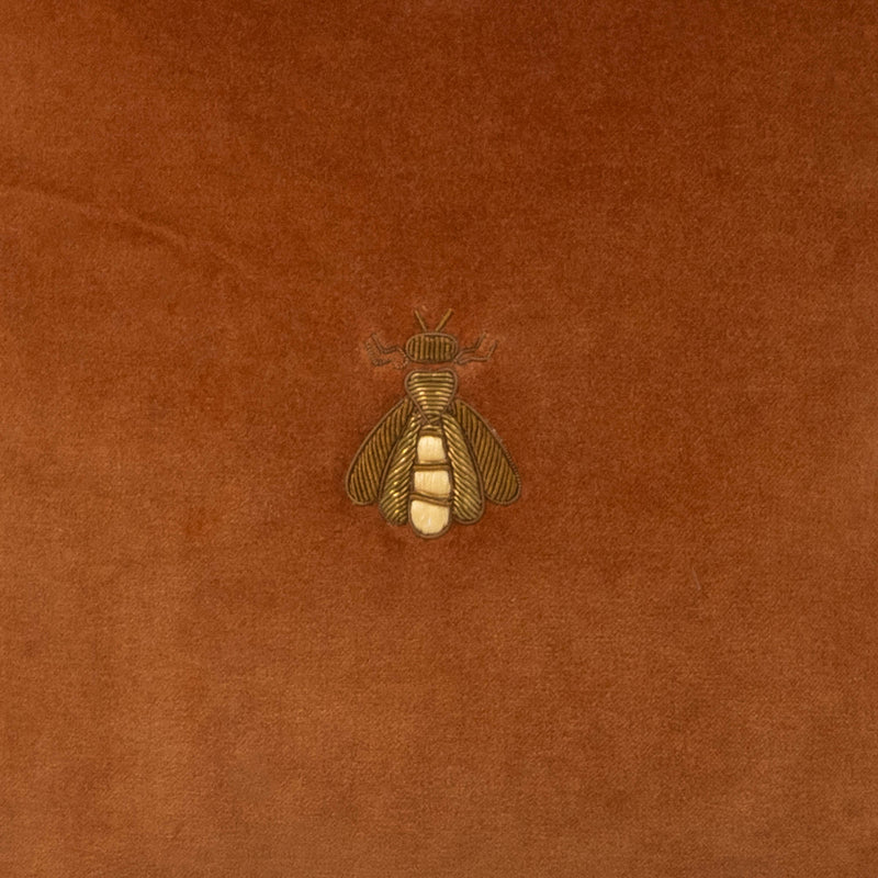 Golden Bee Silk Velvet Throw Pillow, 12" X 12"
