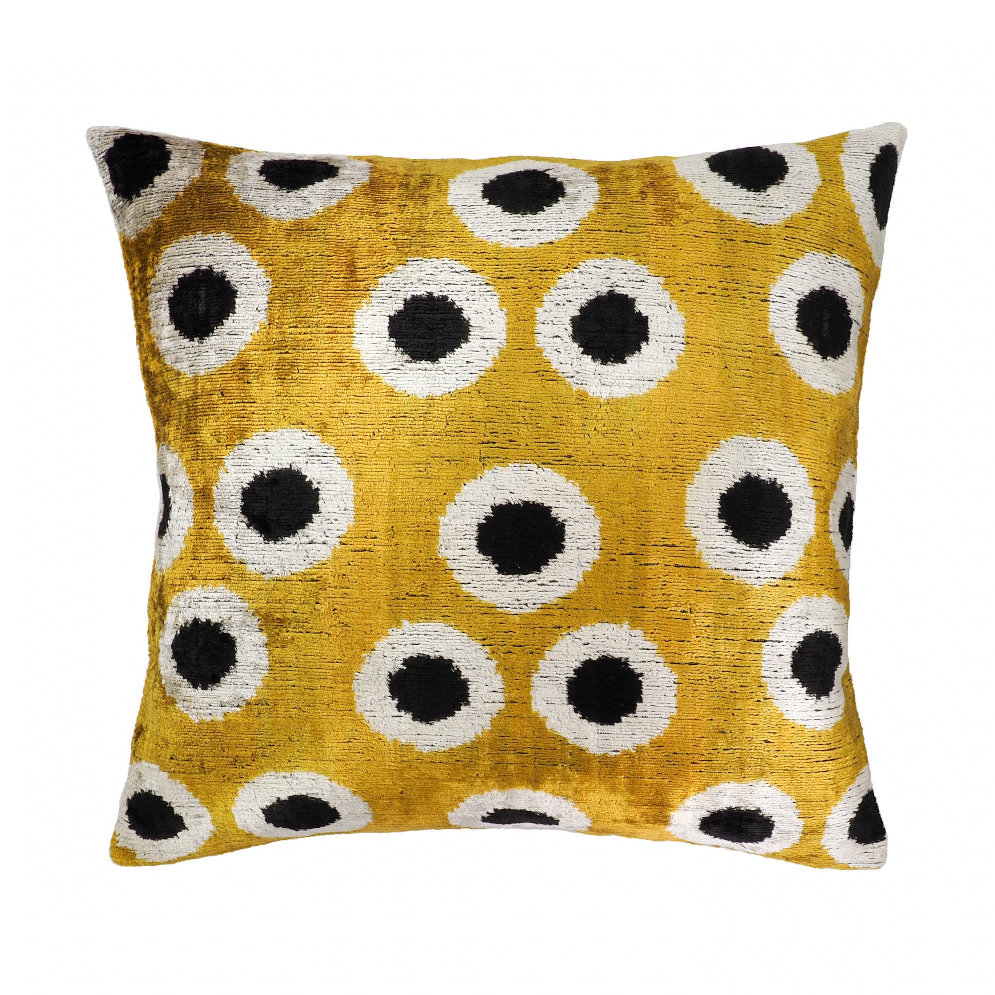 Chouchou Touch Golden Orbs Silk Velvet Ikat Throw Pillow Cover 20 X 20