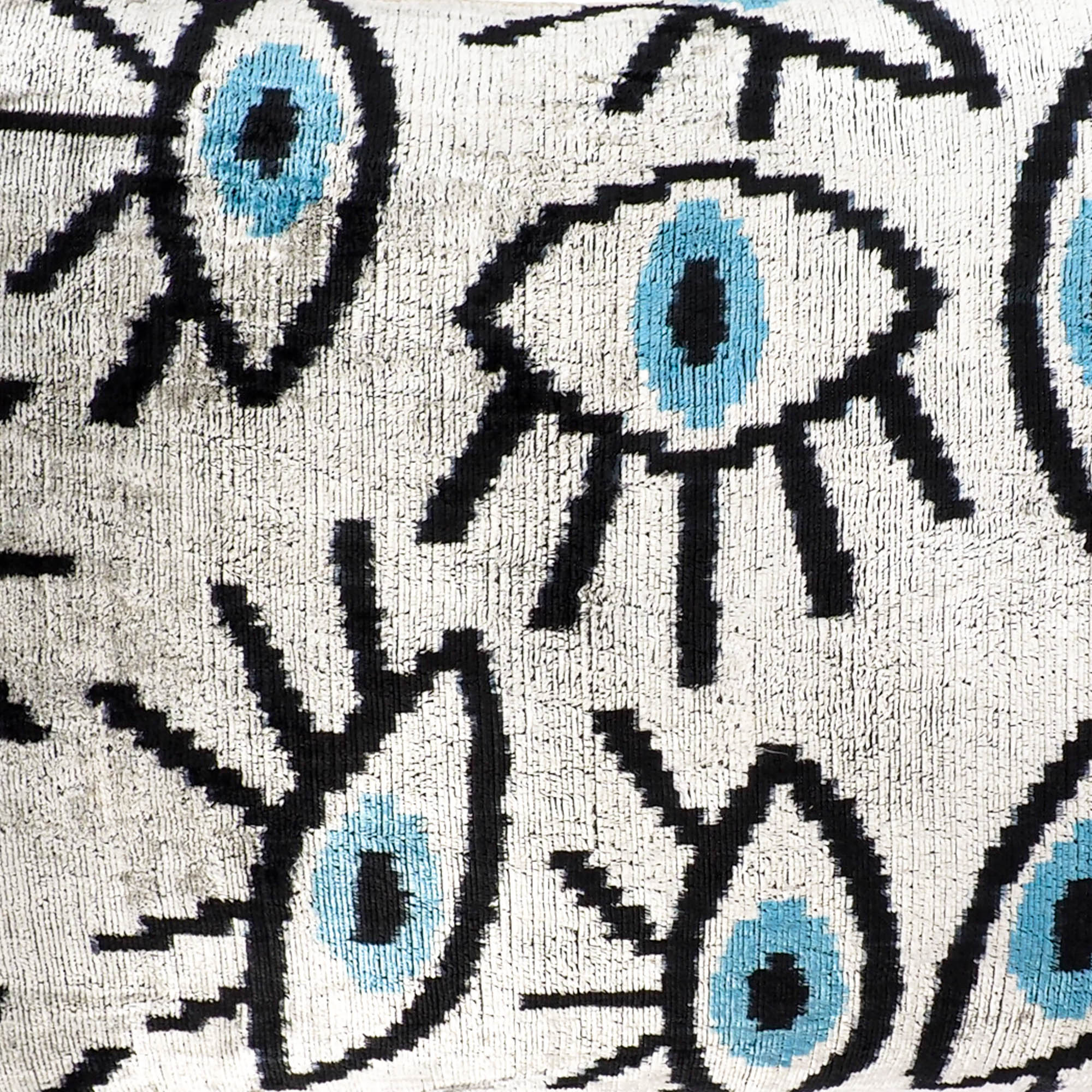 accent pillow silk velvet ikat eye design