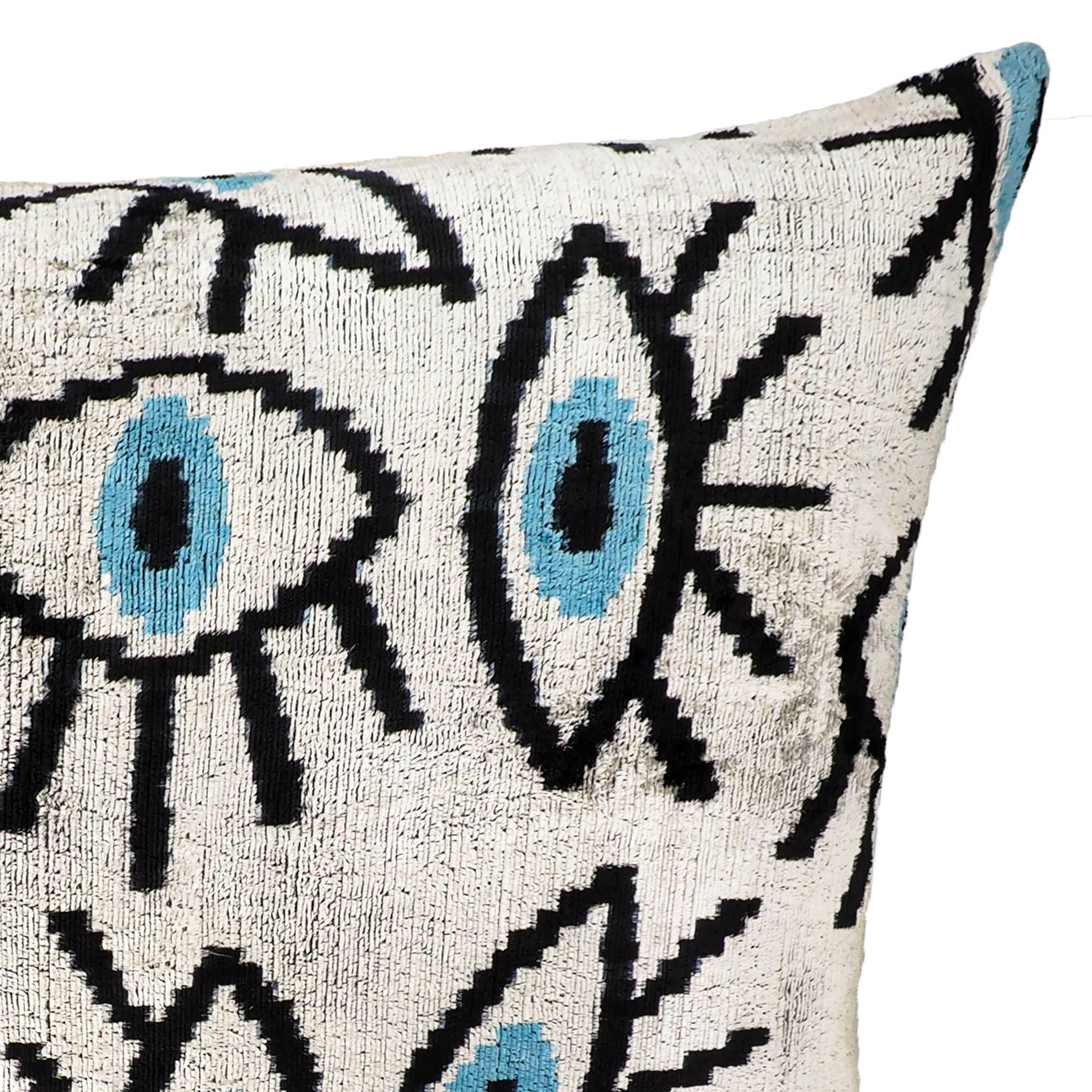 Gray Eyes Silk Velvet Ikat Throw Pillow Cover 16 X 24