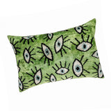 Green Eyes Silk Velvet Ikat Throw Pillow Cover 16 X 24