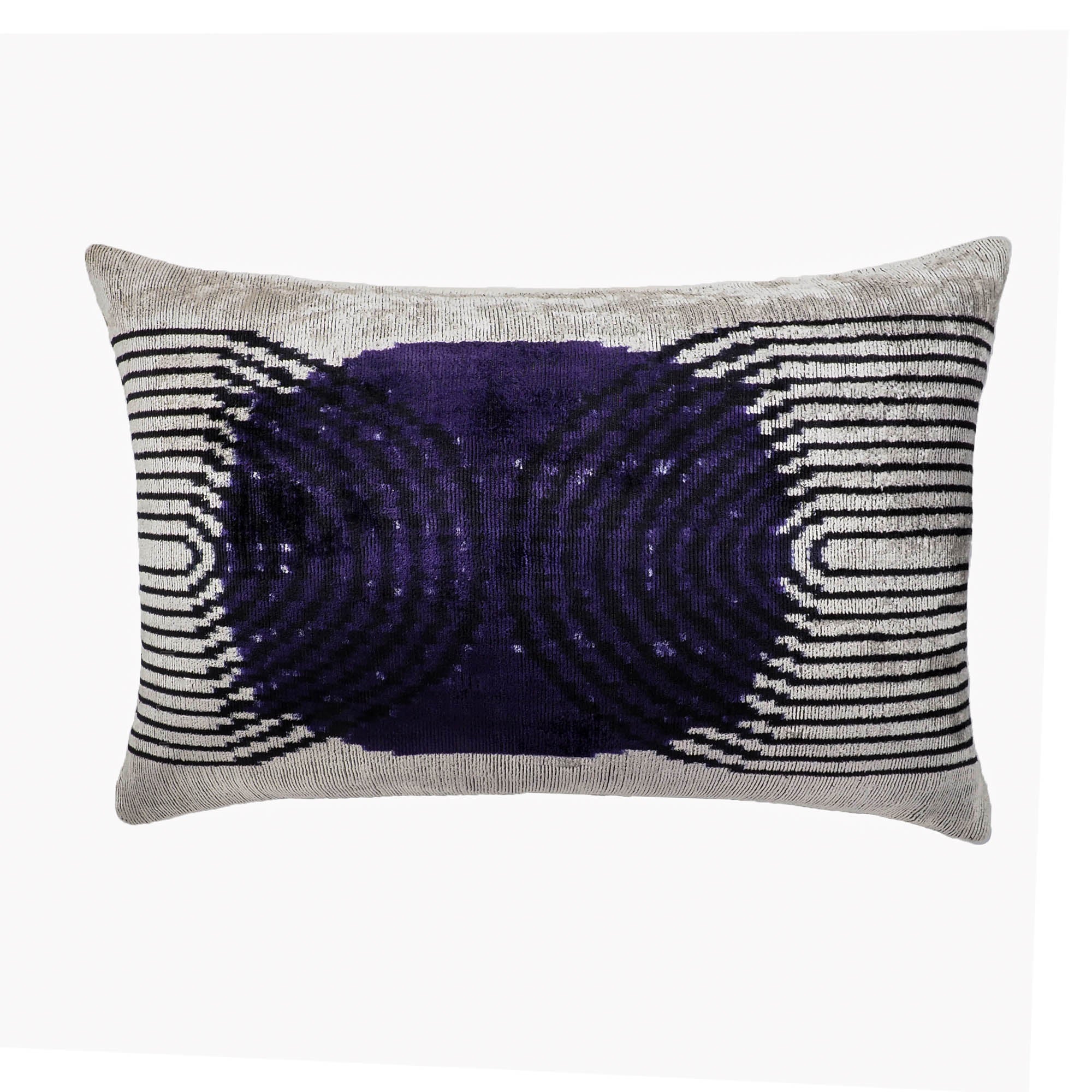 Chouchou Touch Infinity Silk Velvet Ikat Pillow Cover, 16 x 24, made from 100% silk with stunning Ikat patterns, perfect for adding luxury to your decor.