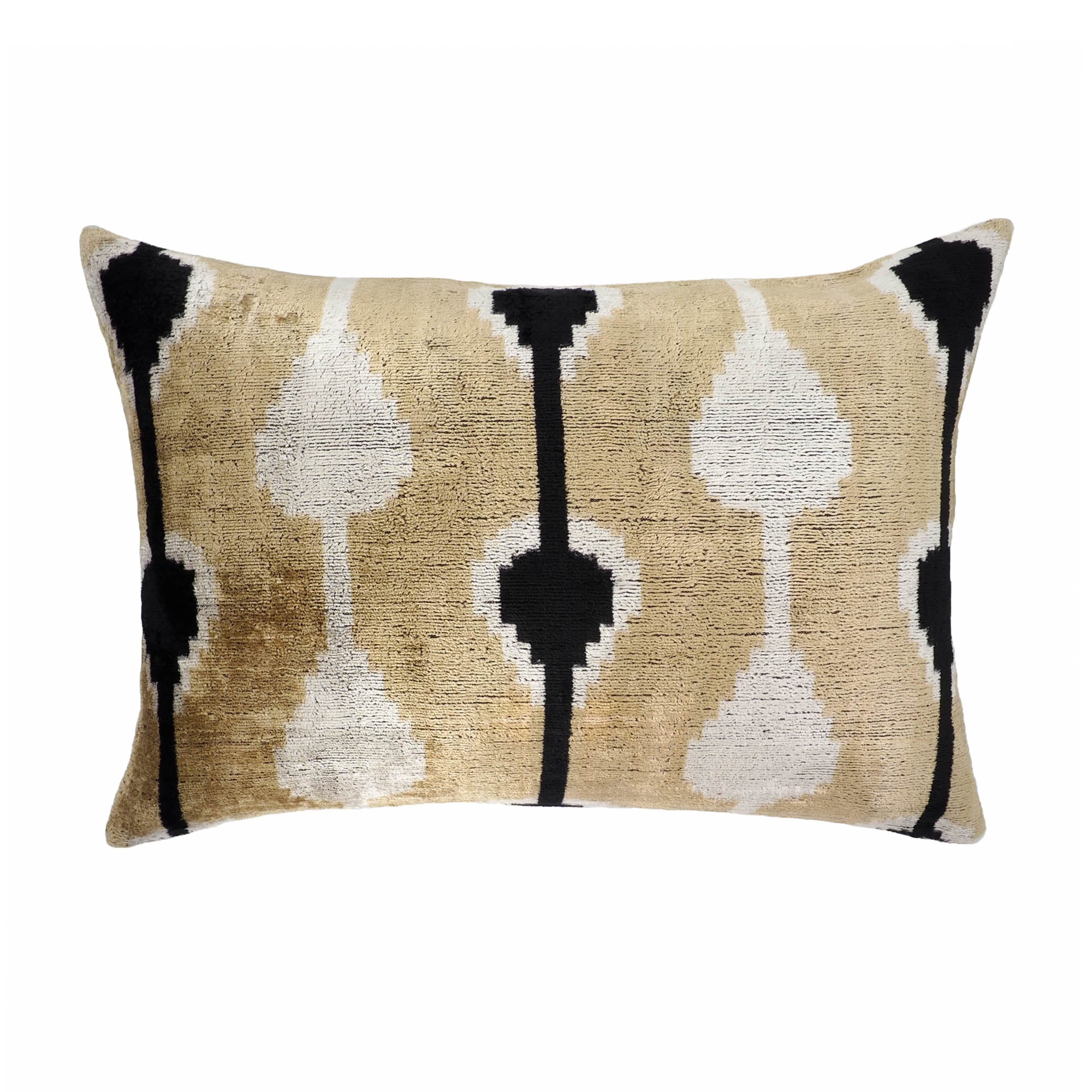 Chouchou Touch Kisses Silk Velvet Ikat Pillow Cover, 16 x 24, with colorful and intricate patterns woven into soft velvet, adding a stylish statement to your decor.