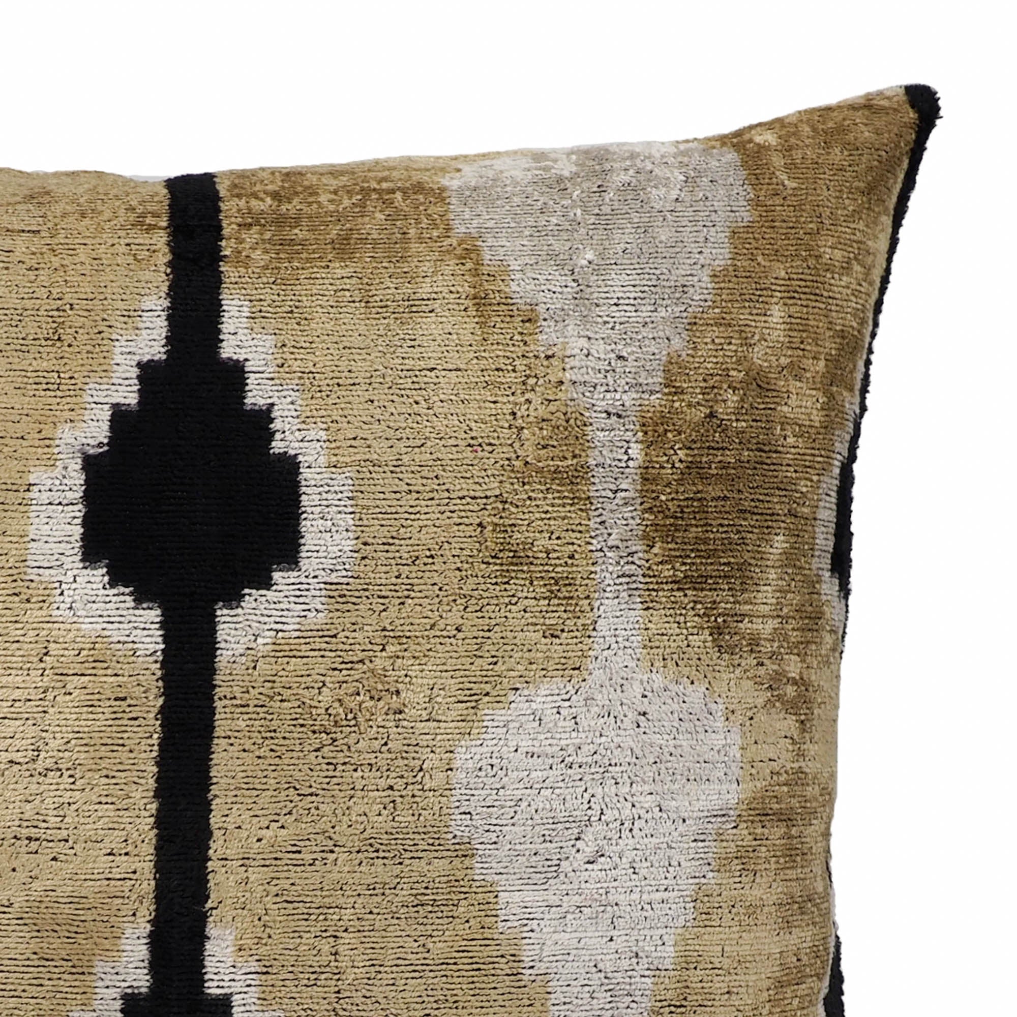 Chouchou Touch Kisses Silk Velvet Ikat Pillow Cover, 20 x 20, designed with handwoven Ikat patterns on silk velvet for a timeless and luxurious home accent.