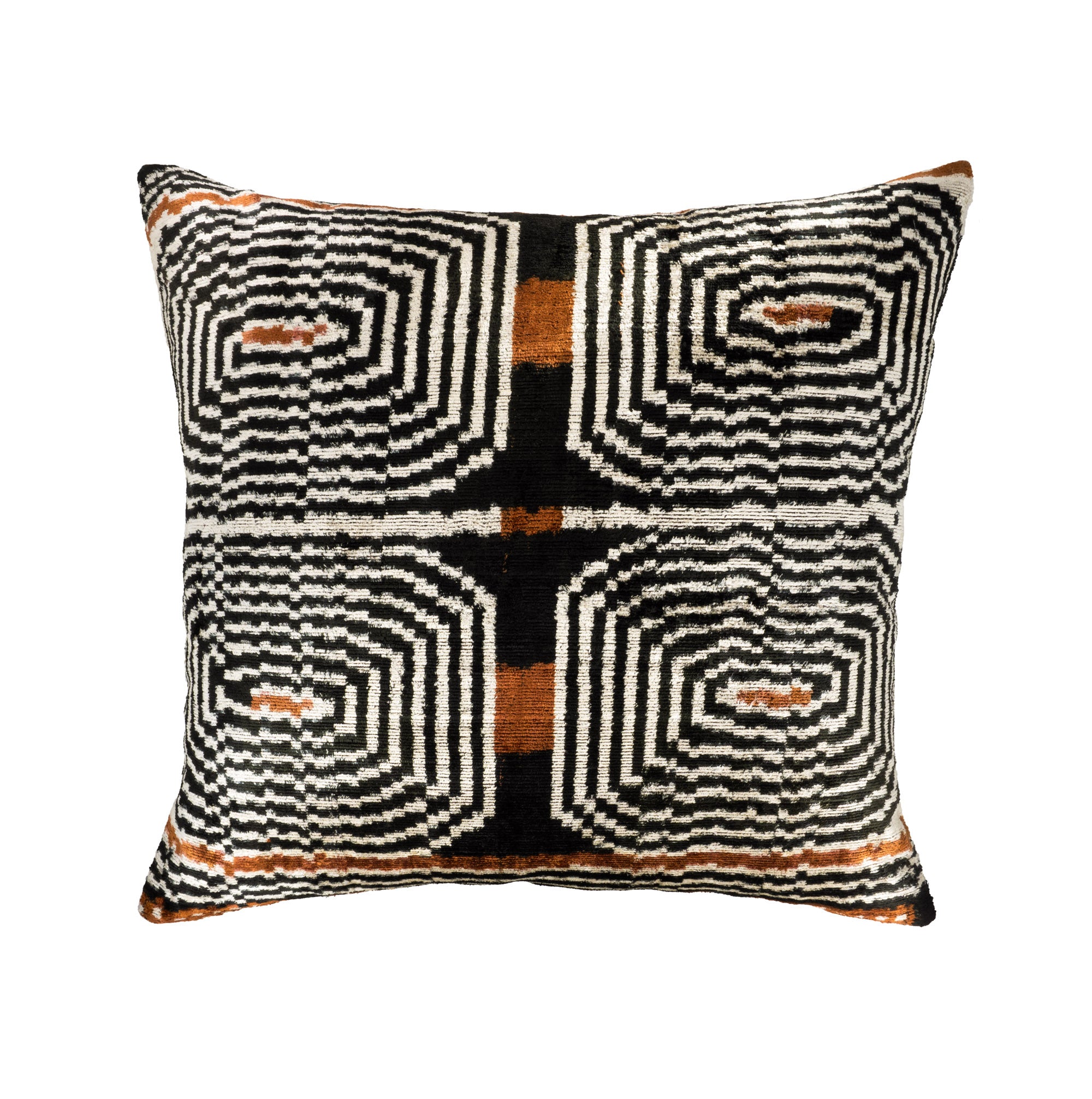 Handcrafted Labyrinth Silk Velvet Pillow Cover, inspired by centuries-old weaving traditions with a modern twist.