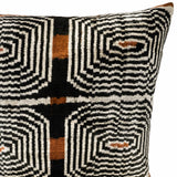 Labyrinth Silk Velvet Ikat Throw Pillow Cover 24 X 24