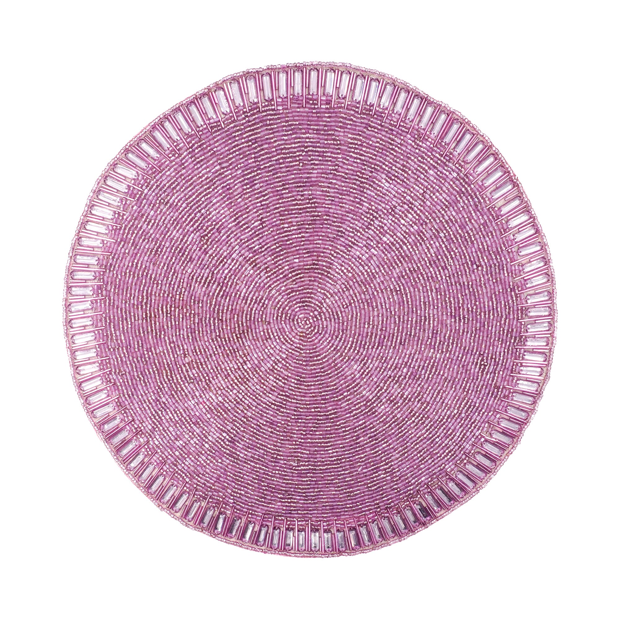 Handmade lavender glass beaded placemat on a white background by ChouChou Touch