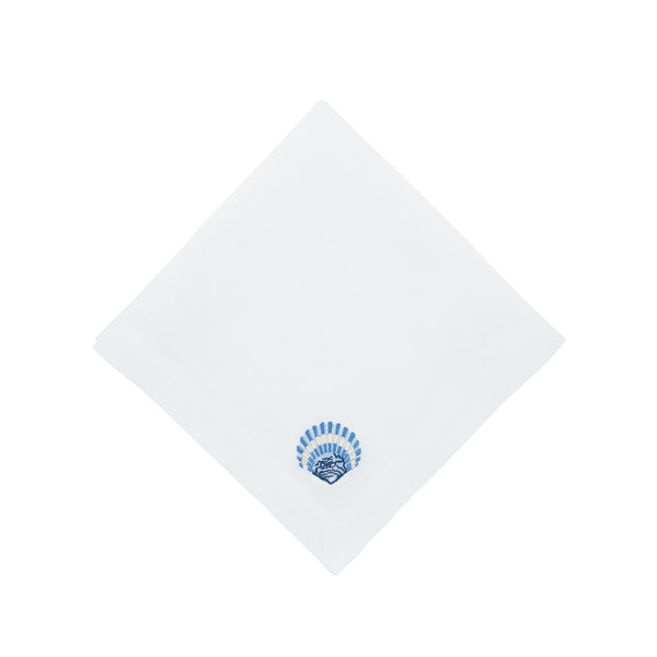 Linen Napkins With Blue Shells, Set of 4