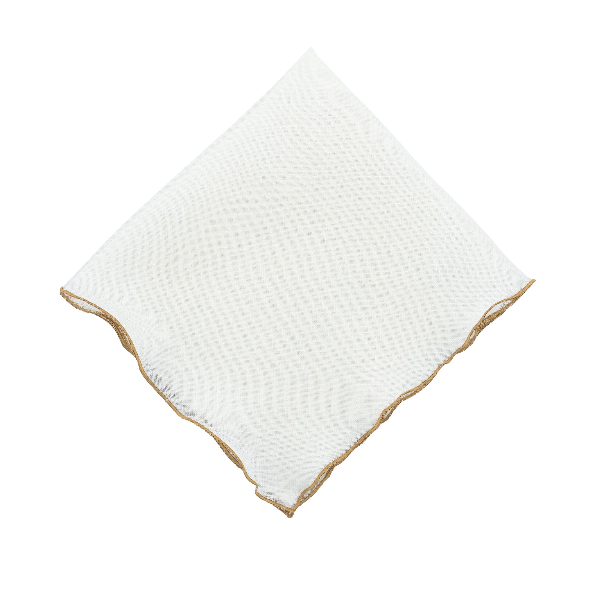 Close-up of gold ruffled edge napkin made from 100% linen, perfect for sophisticated dining experiences.