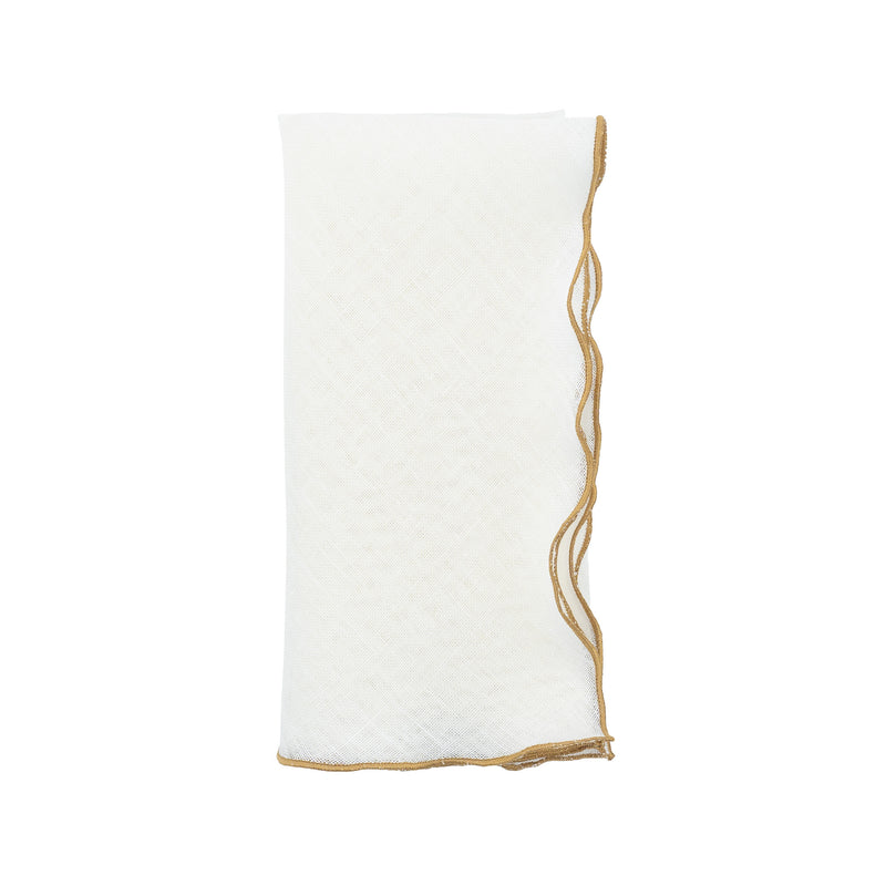 chouchou touch linen napkins with gold ruffled edges