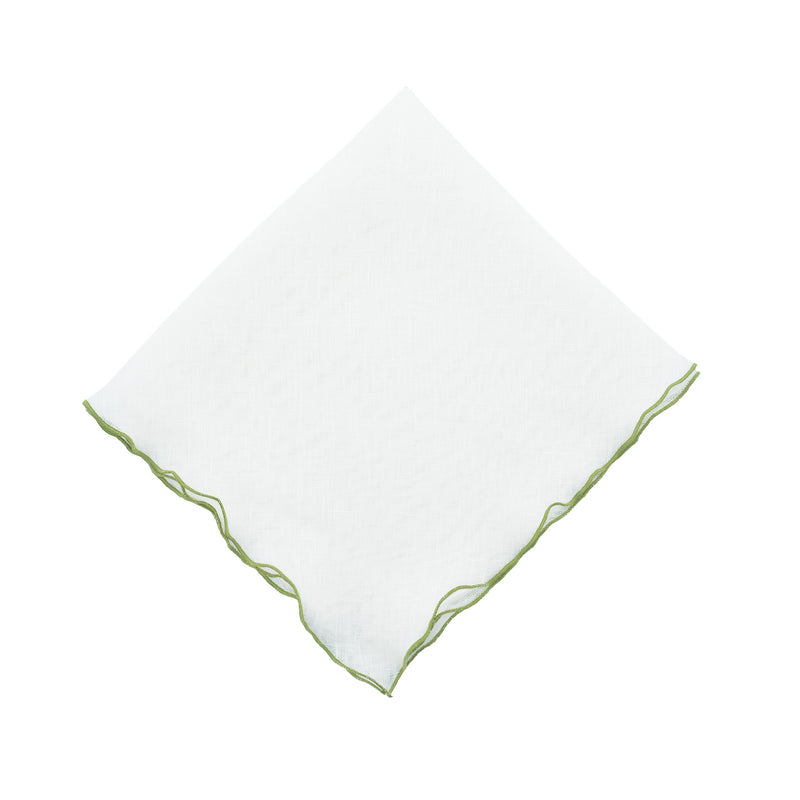 transparent green ruffled edge linen napkin
