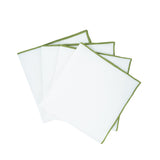 Chouchou touch linen napkins with green stitch edges